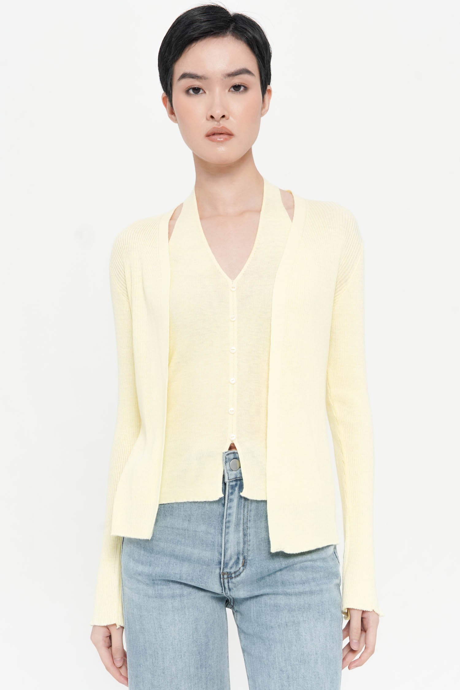 Liora Two-Piece Halter Knit Top In Butter