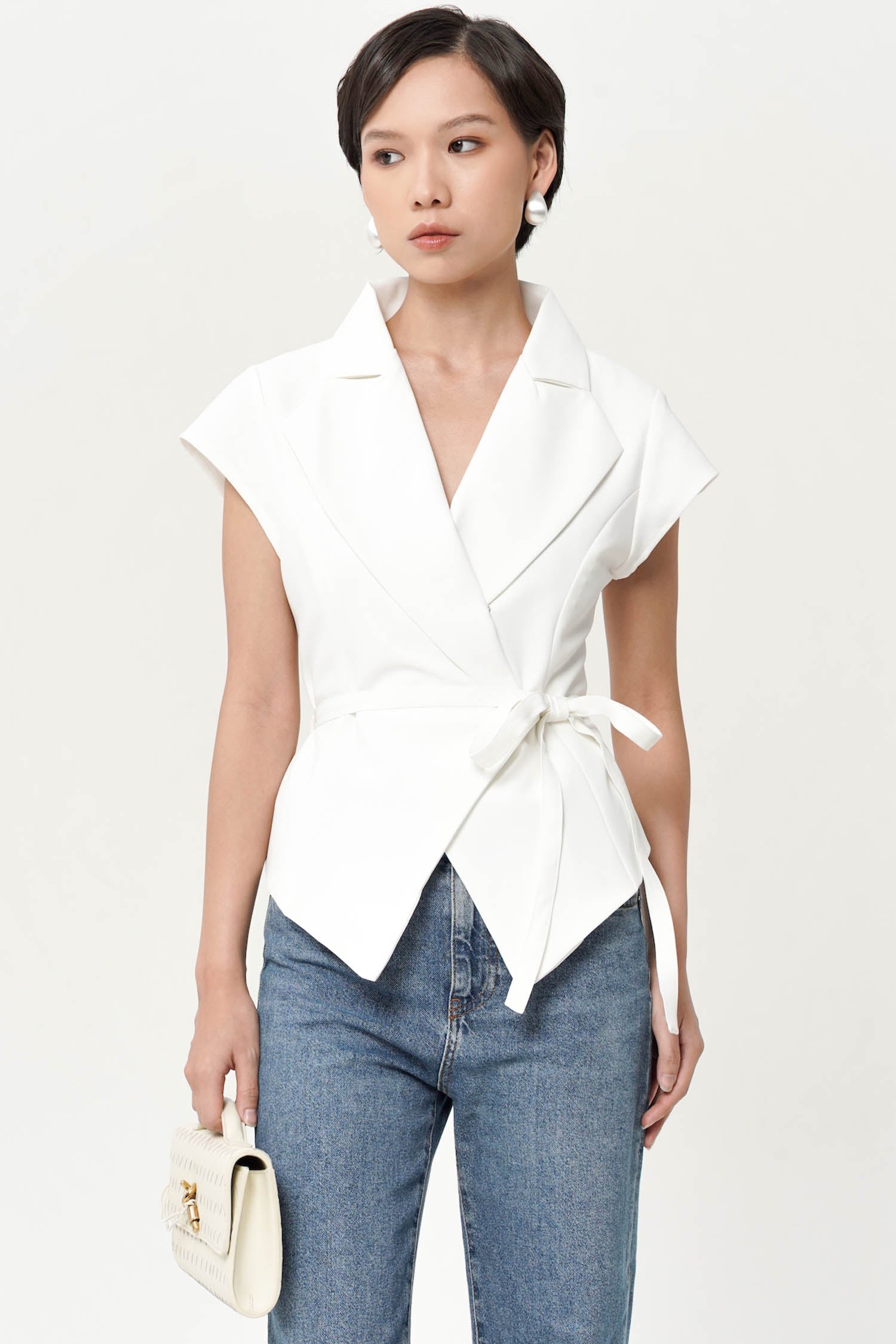 Teegan Wrap Top In Broken White
