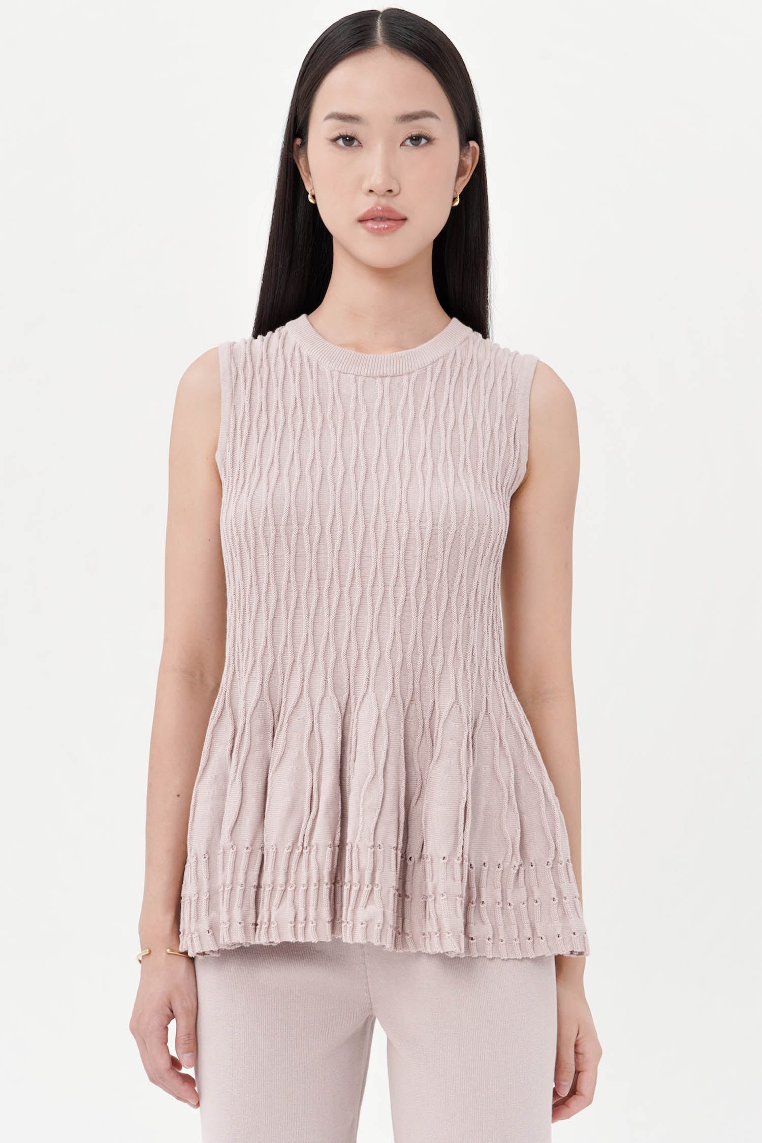 Dakota Peplum Knit Top In Dusty Pink