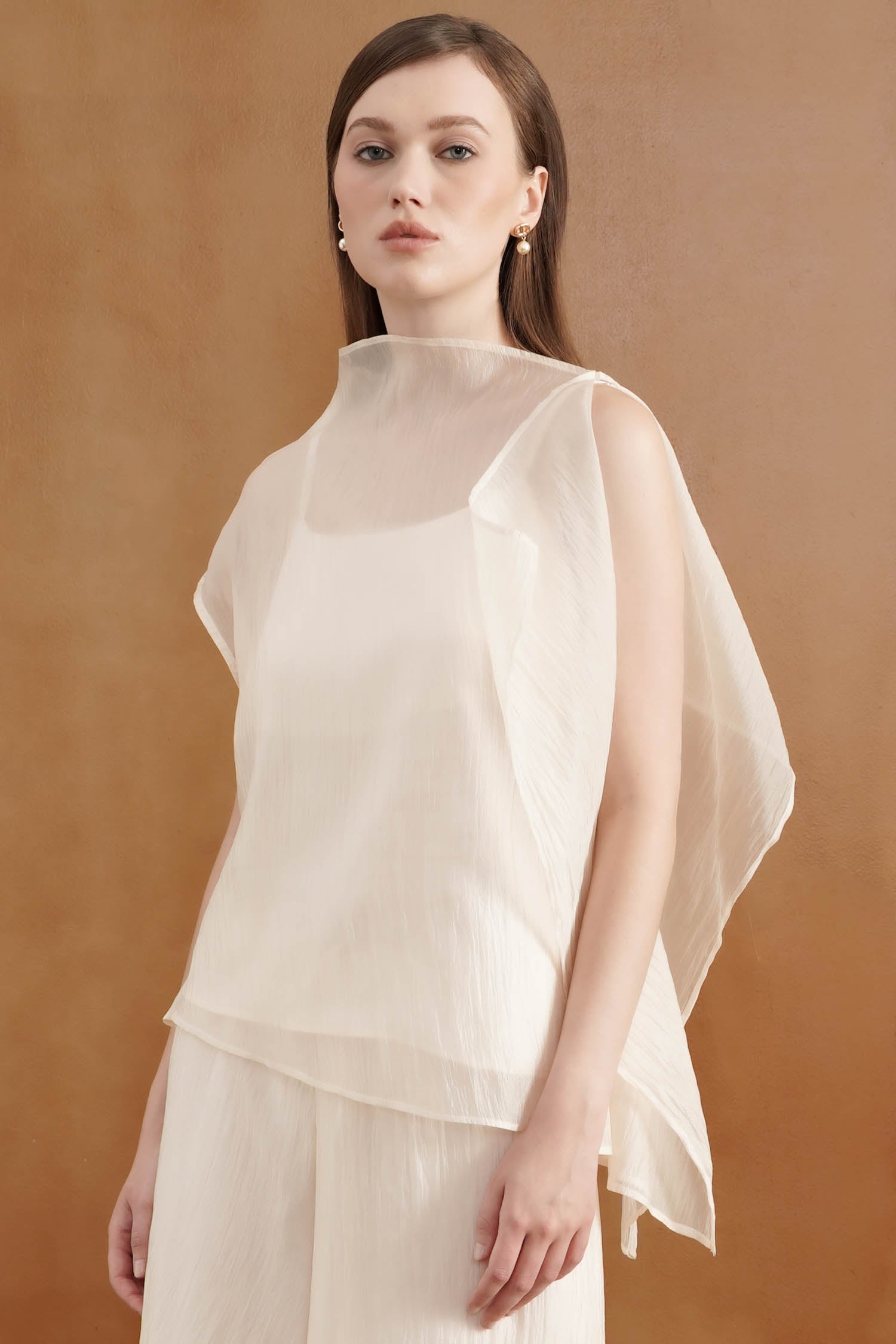 Jire Translucent Two-piece Top In Ivory