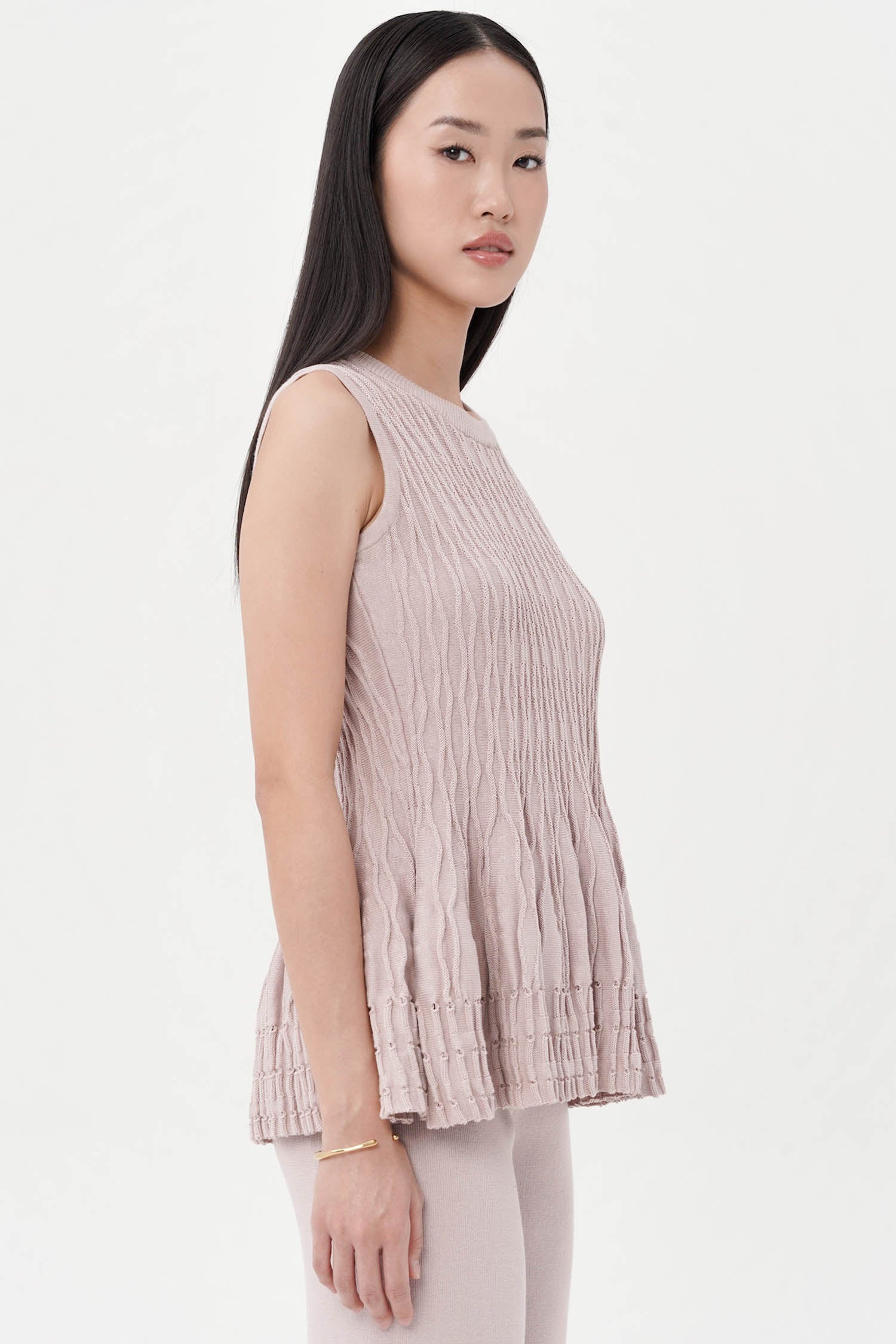 Dakota Peplum Knit Top In Dusty Pink