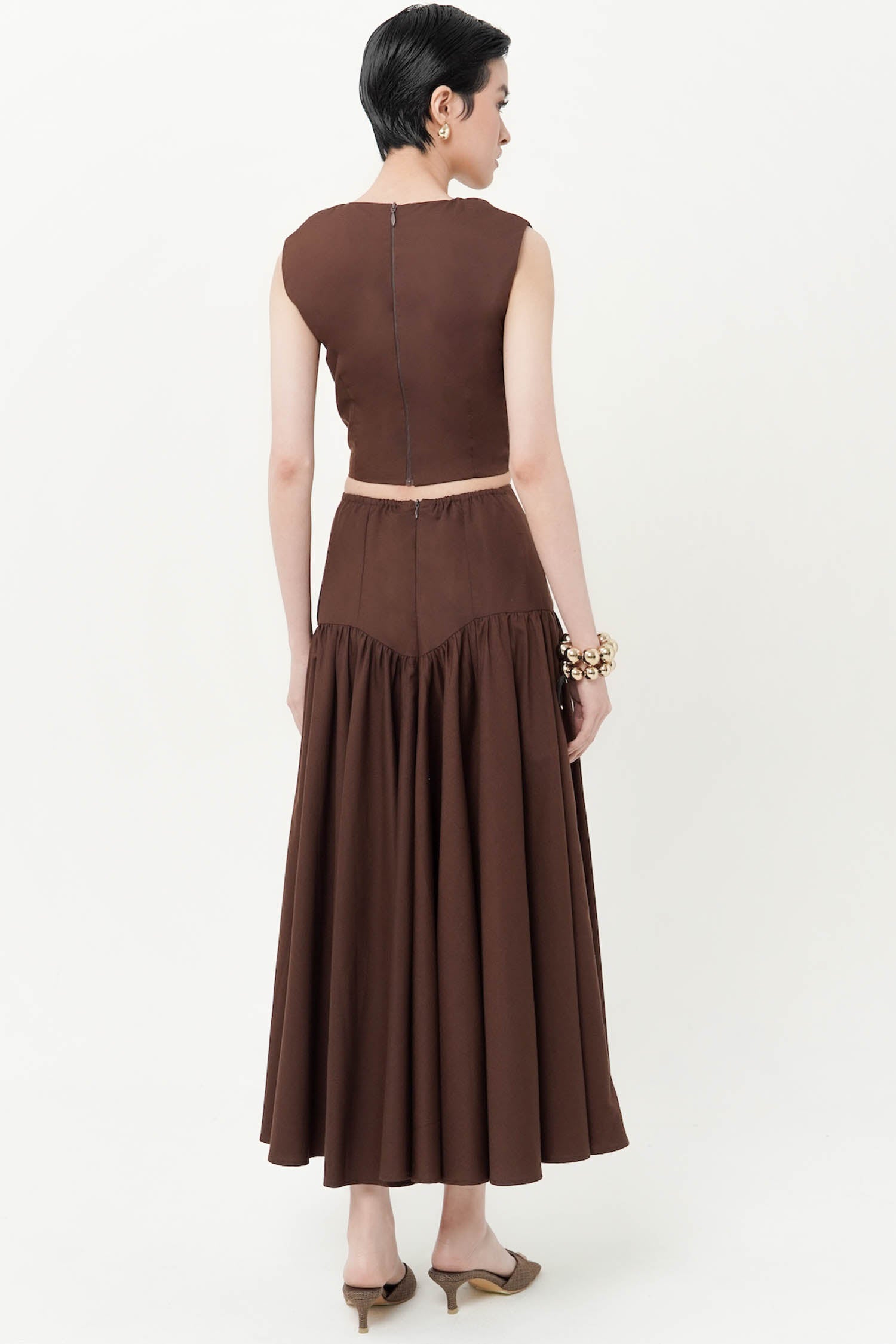 Eulalia Gathered Maxi Skirt In Espresso