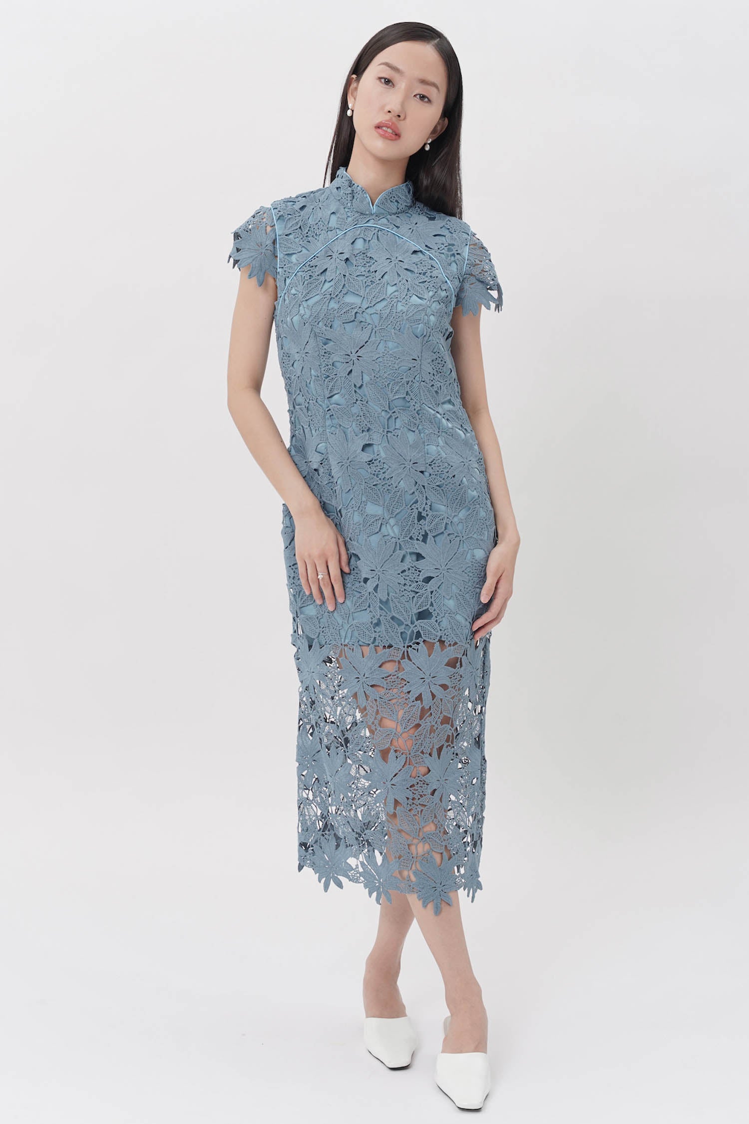 Nongli Cheongsam Midi Dress In Teal (ONLINE EXCLUSIVE)