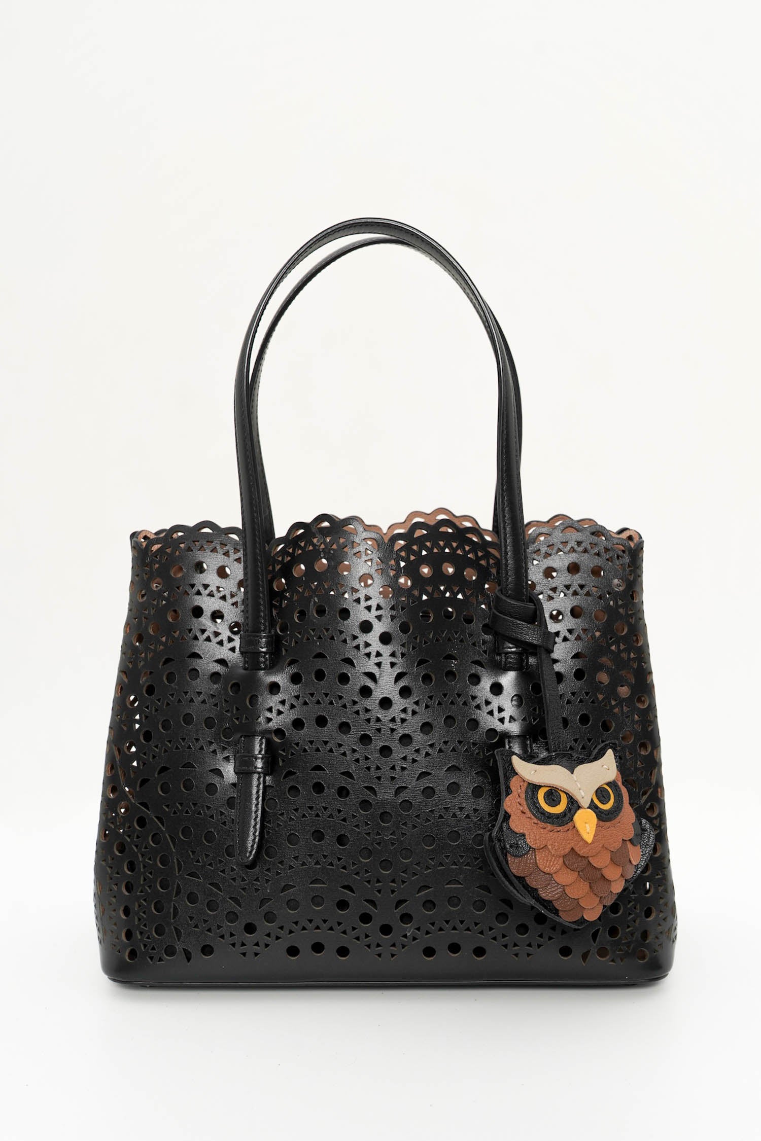 Night Hoot Owl Leather Charm In Brown