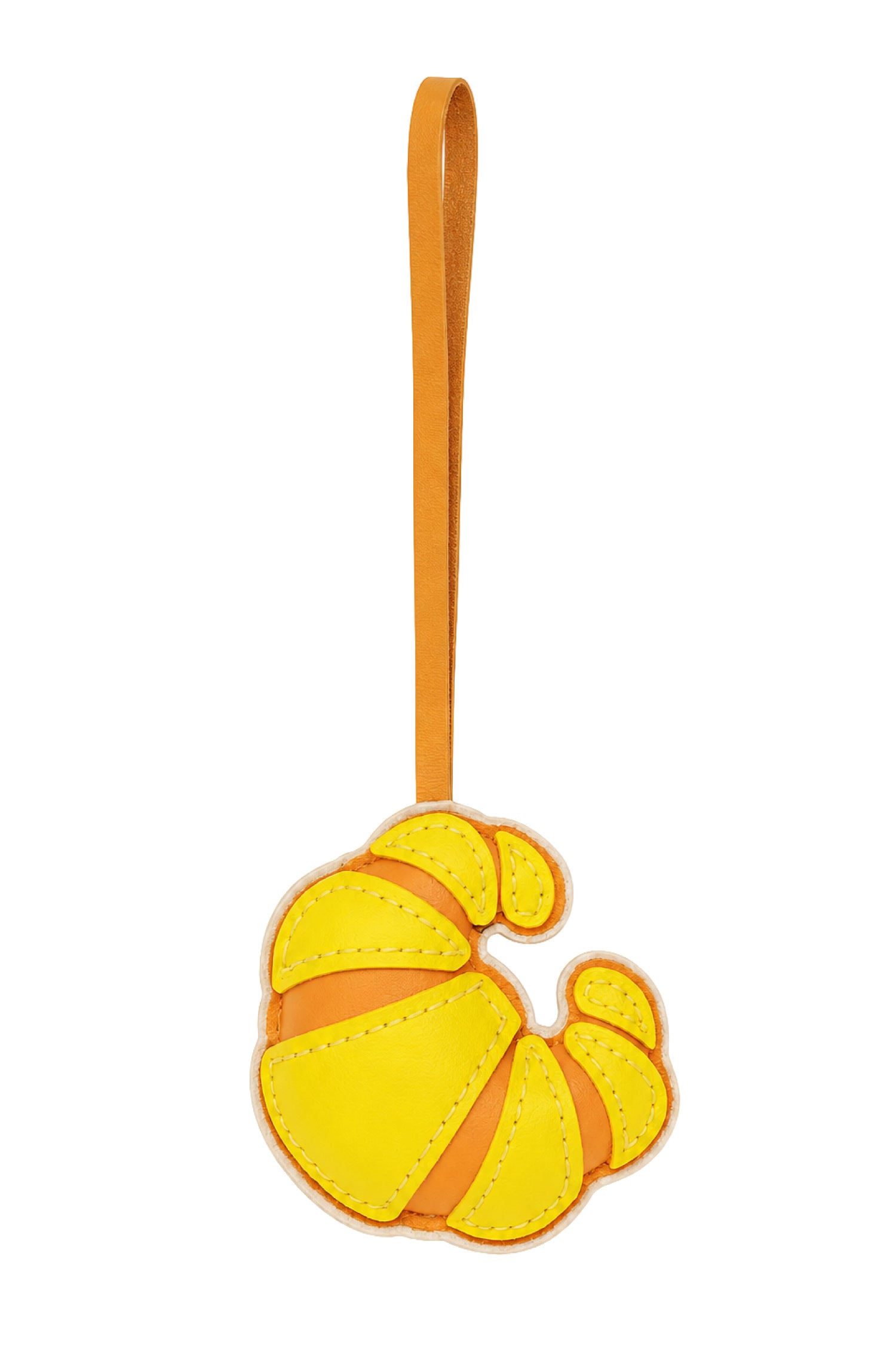 Maison Croissant Leather Charm In Butter