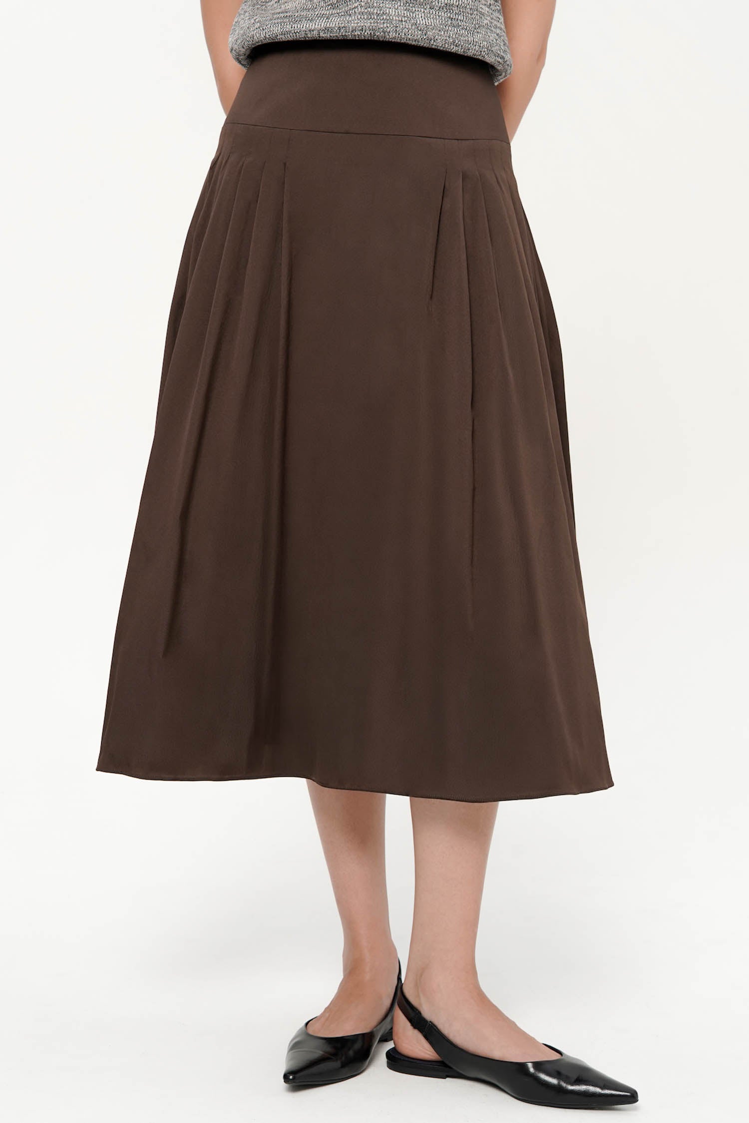 Maren Midi Pleated Skirt In Espresso