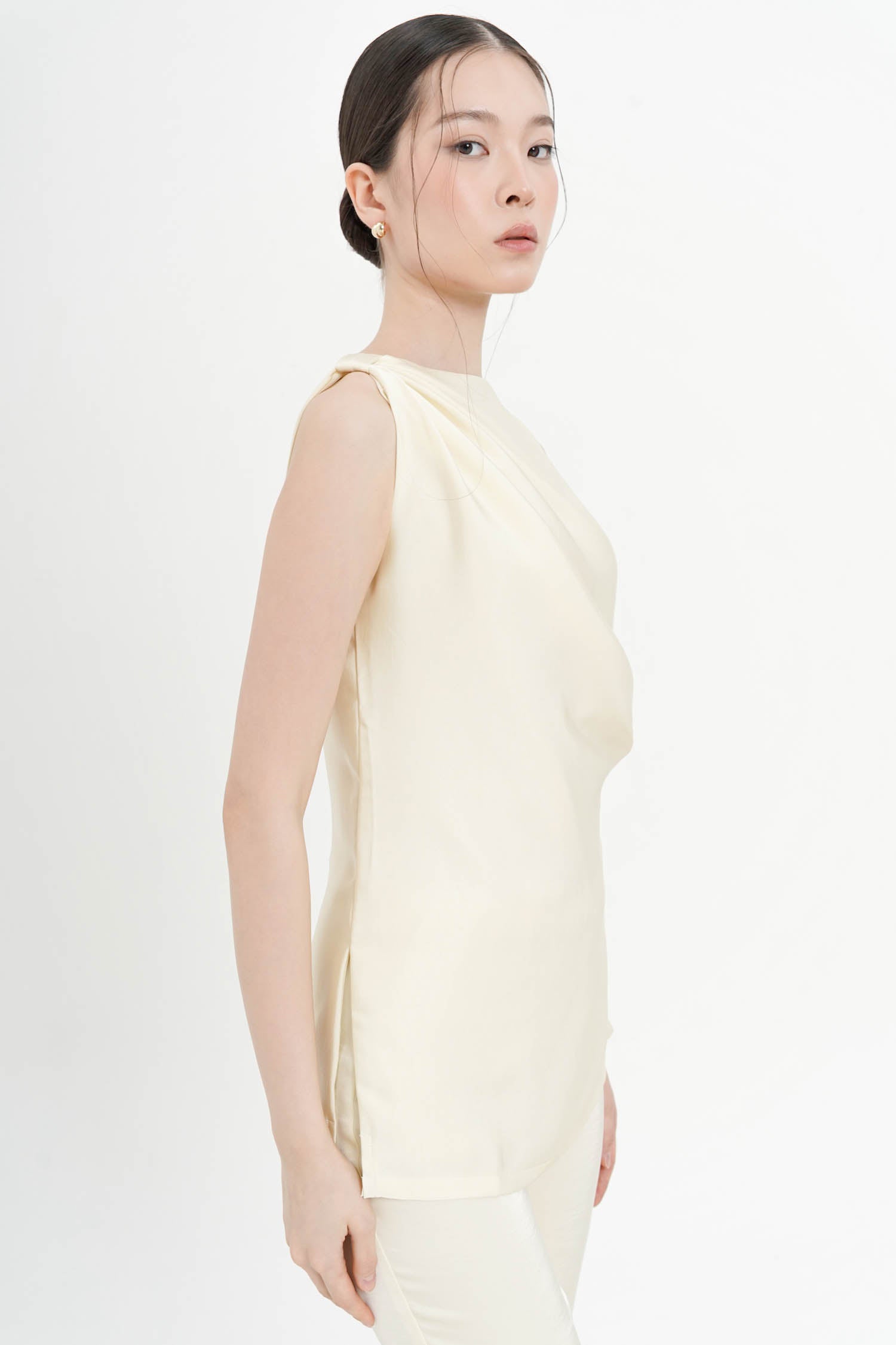 Serena Drape Top In Butter