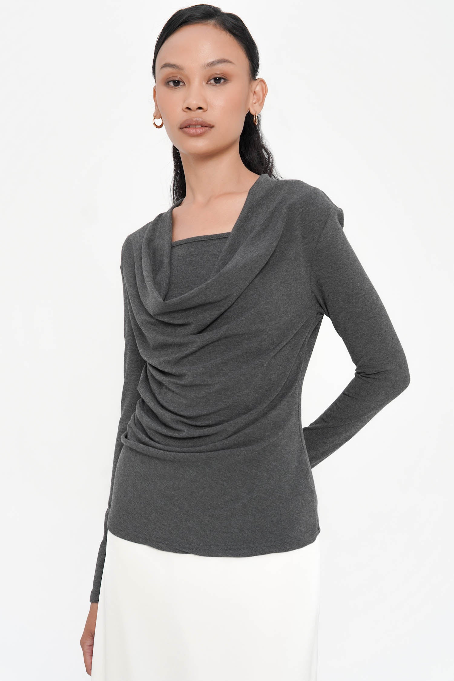 Manor Long Sleeve Top In Dark Grey