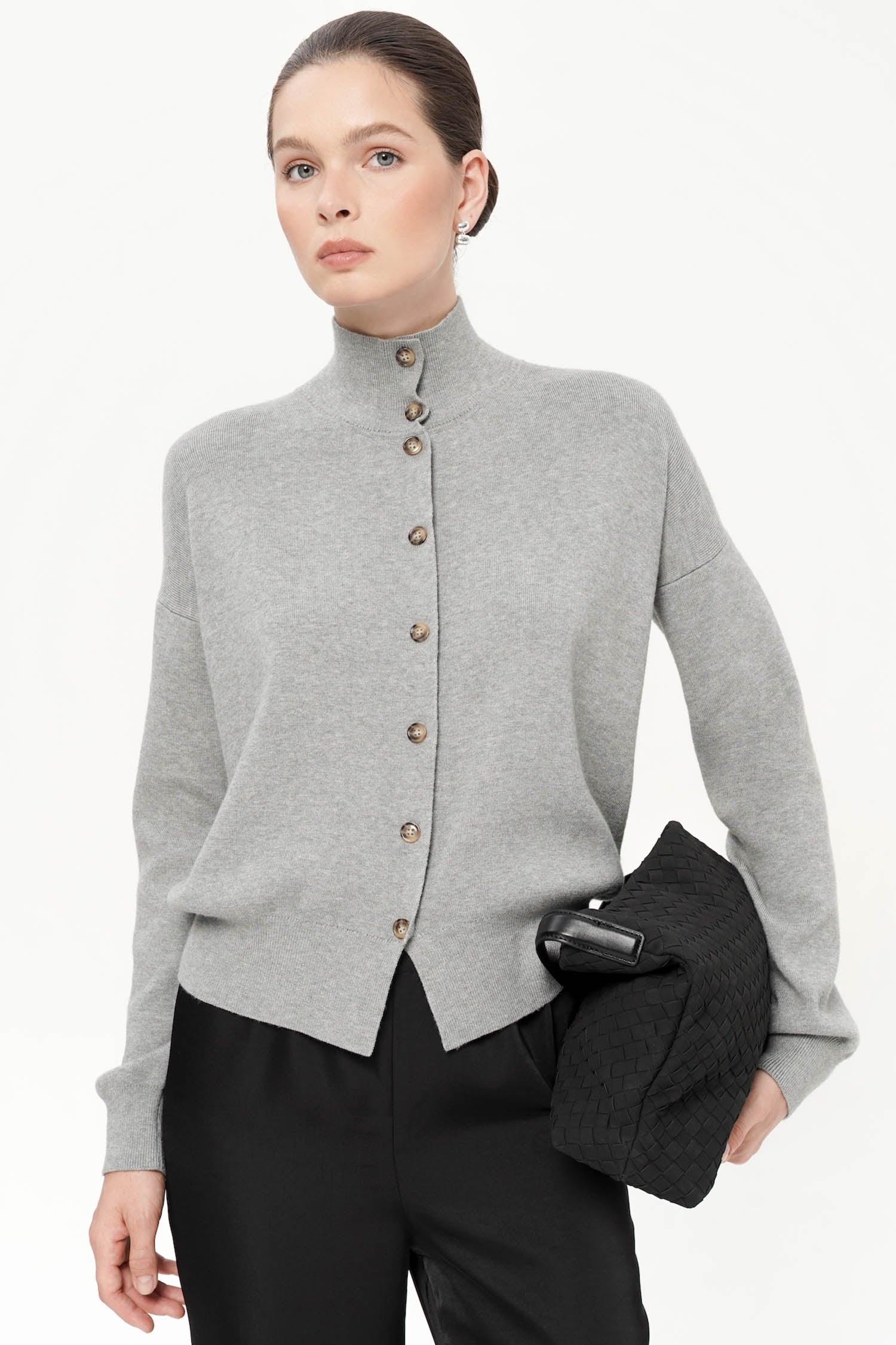 Elan Oversized Cardigan In Light Grey