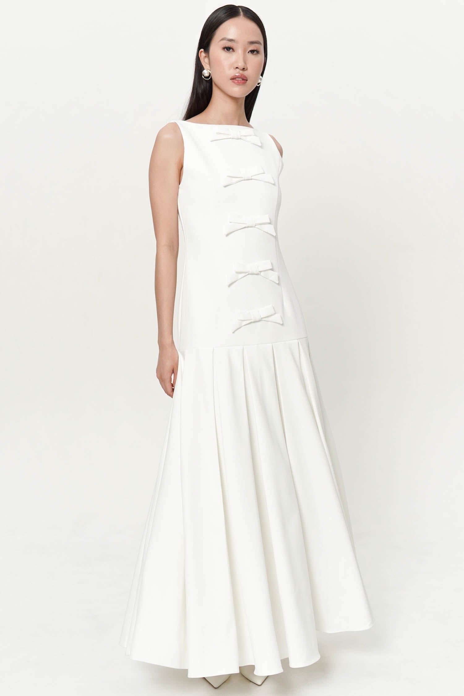 Ottilie Backless Maxi Dress In Broken White