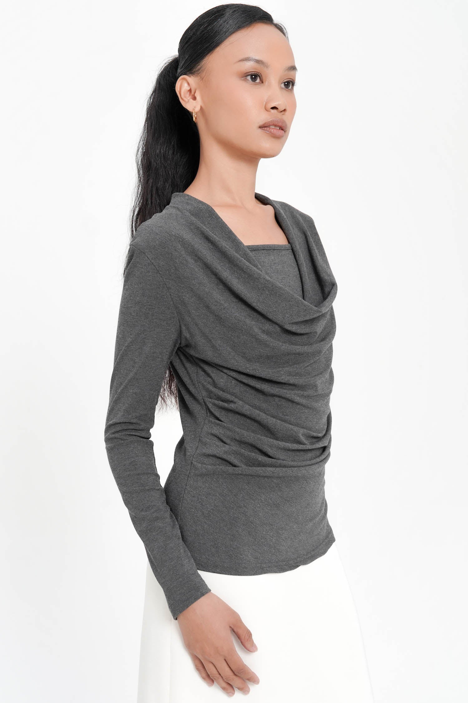 Manor Long Sleeve Top In Dark Grey