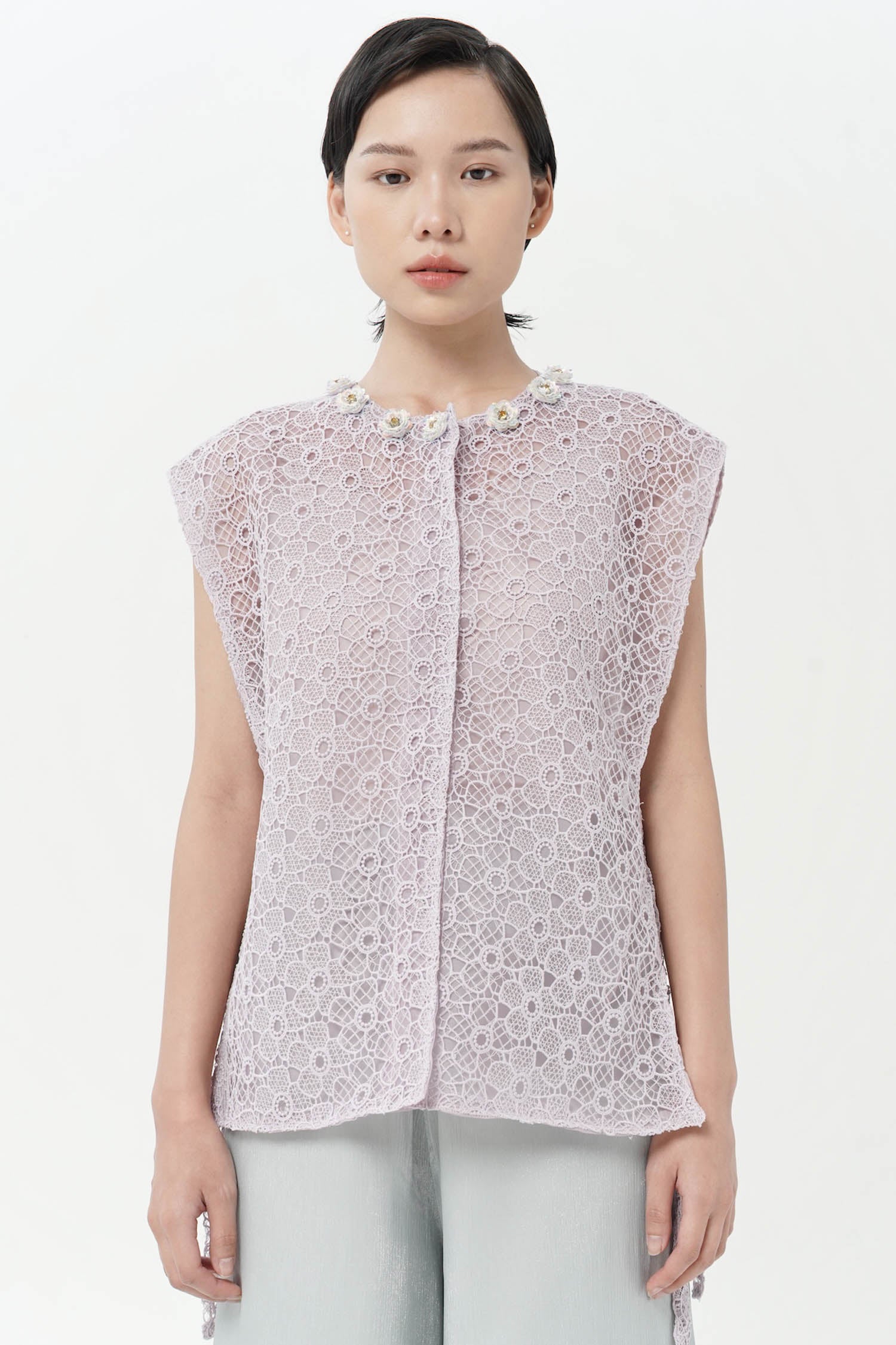 Ayla Brocade Vest In Lilac