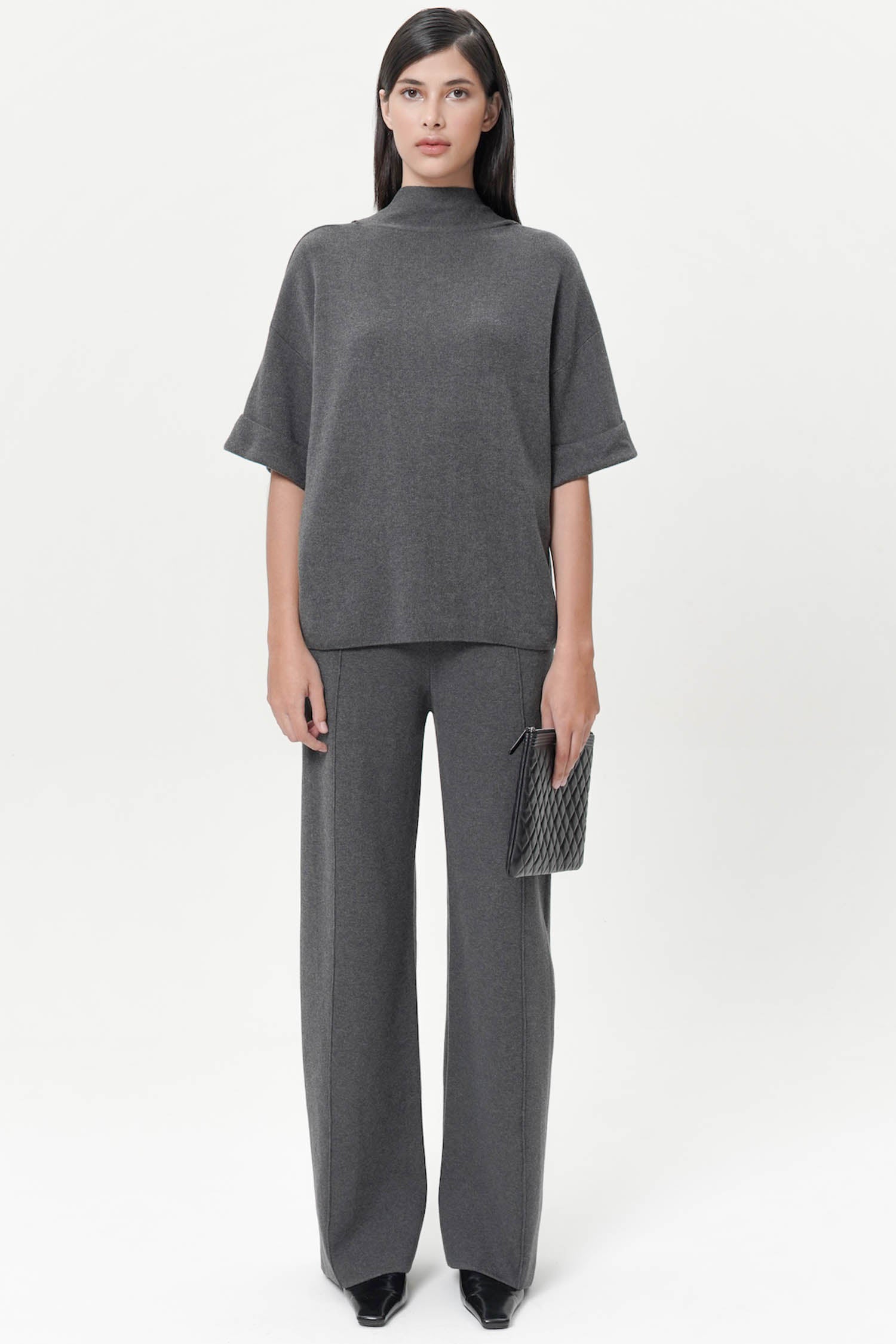 Bryn Knit Trousers In Dark Grey