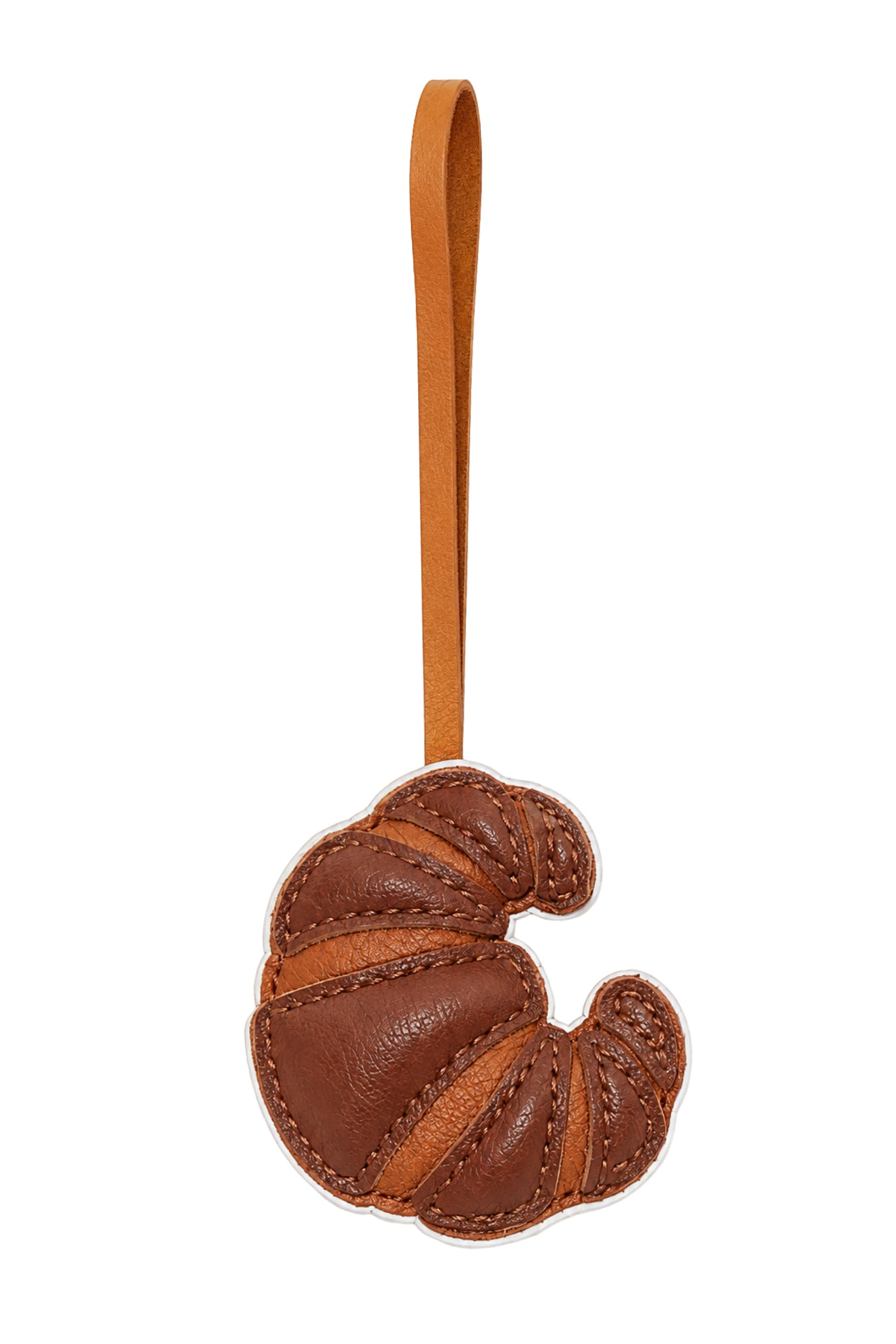 Maison Croissant Leather Charm In Brown