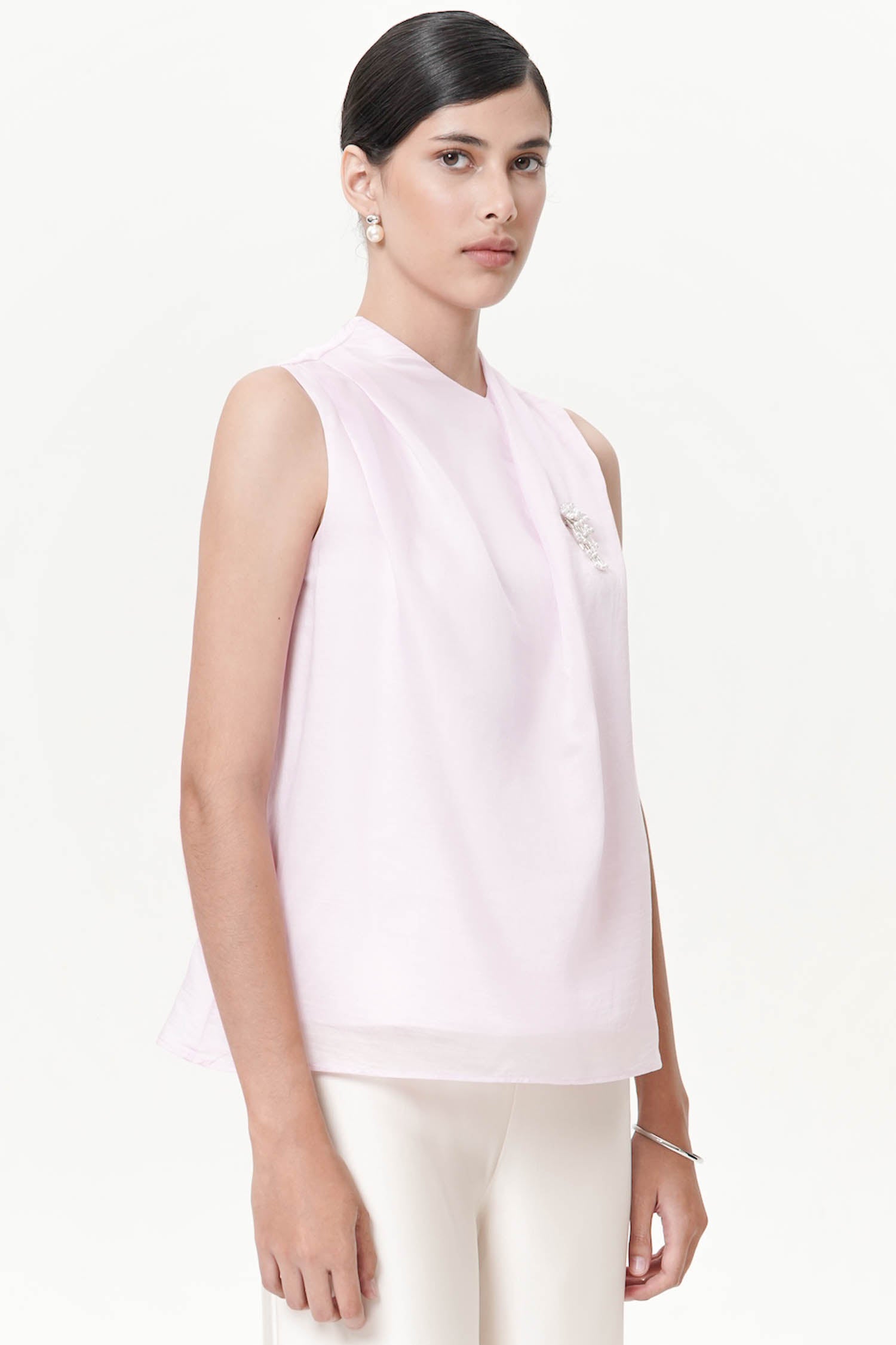 Lunette Drape Blouse In Pink
