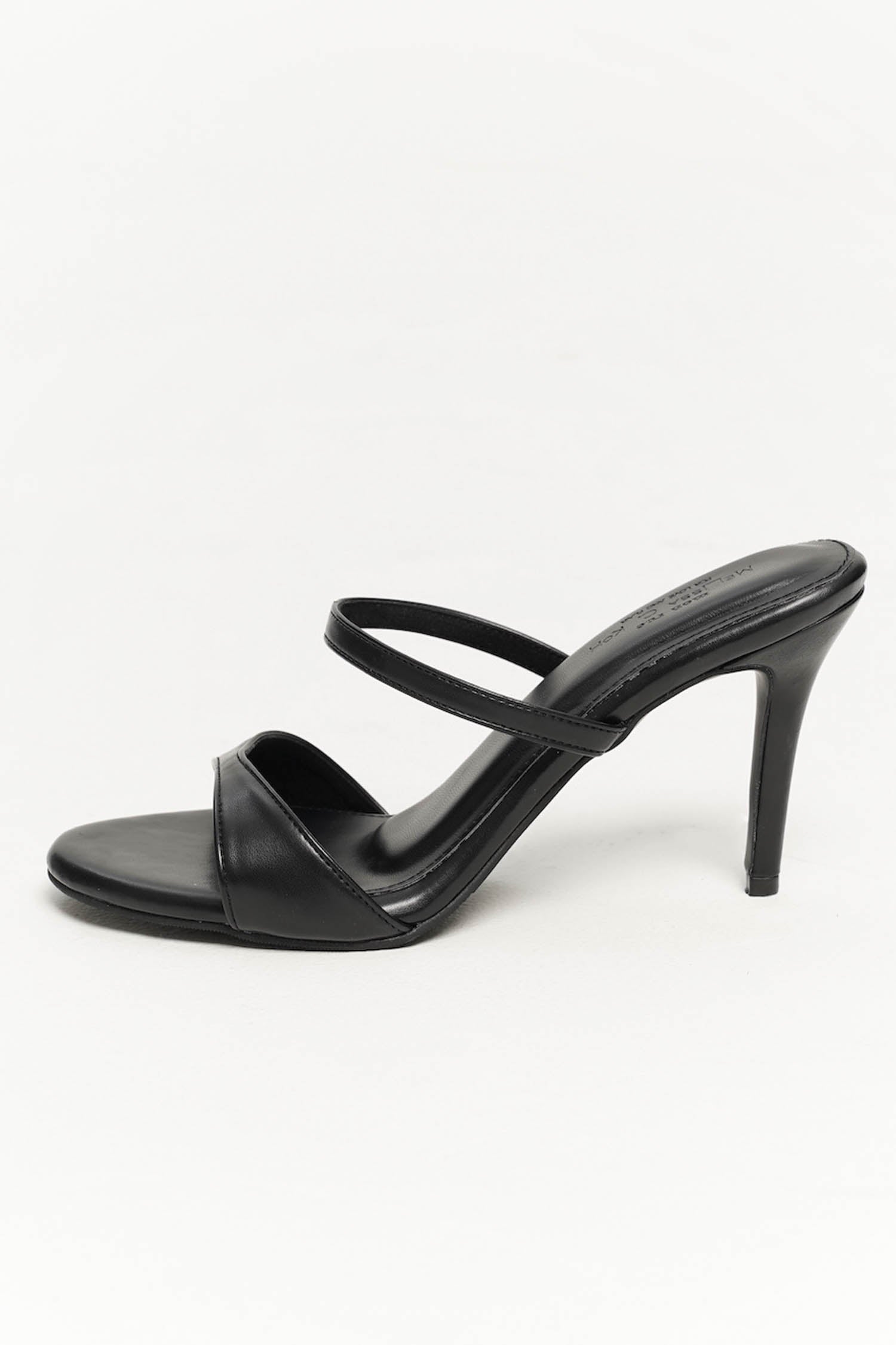 Celest Circle Double Strap 9cm Heels In Black