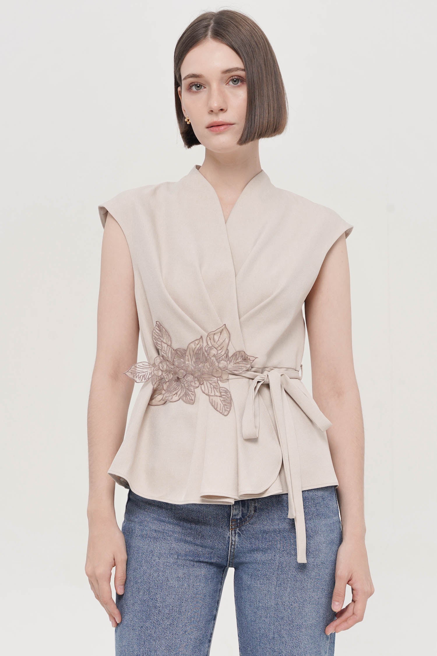 Yusra Wrap Top In Nude (2 LEFT)