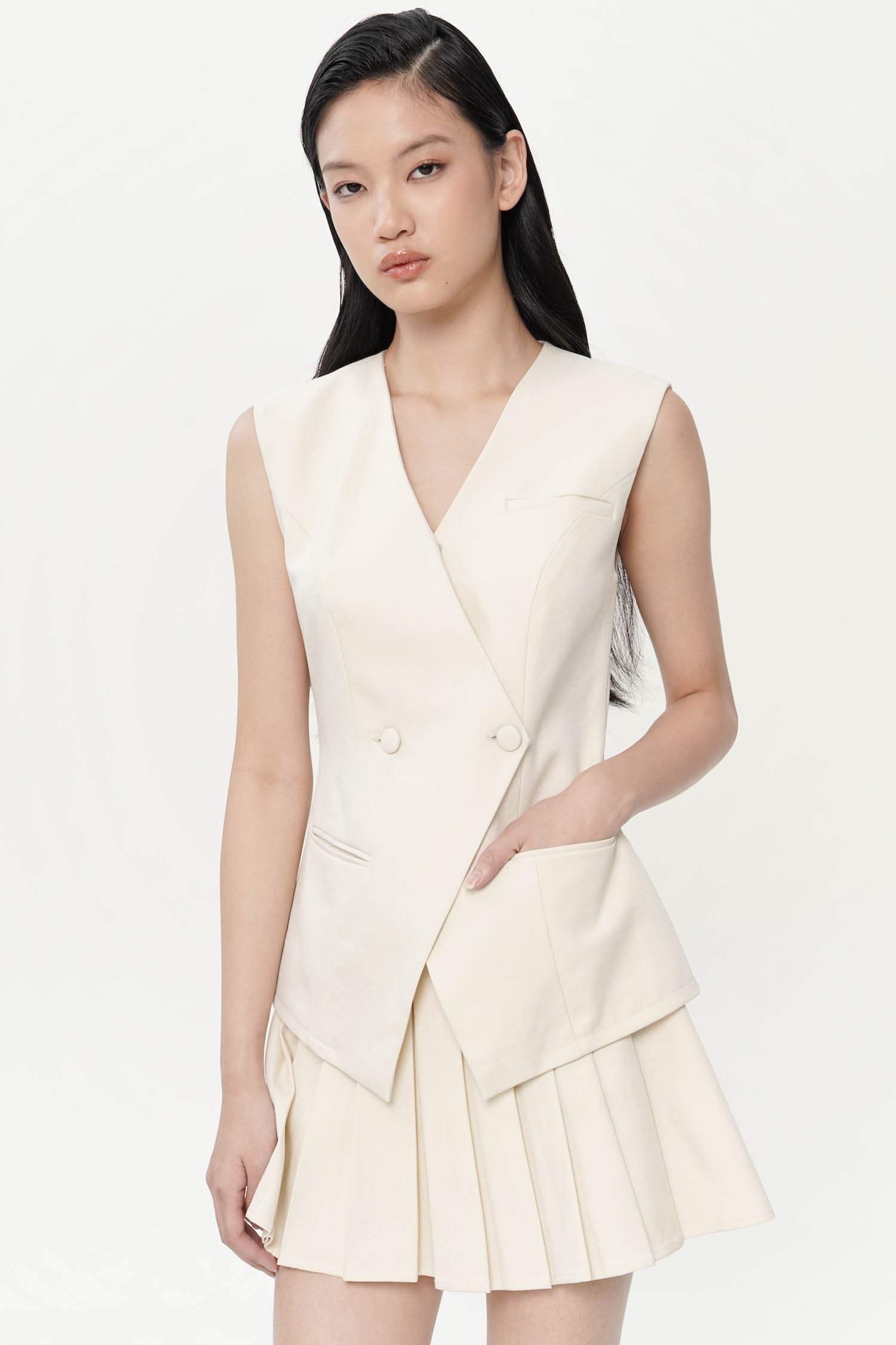 Gaspar Vest In Creme
