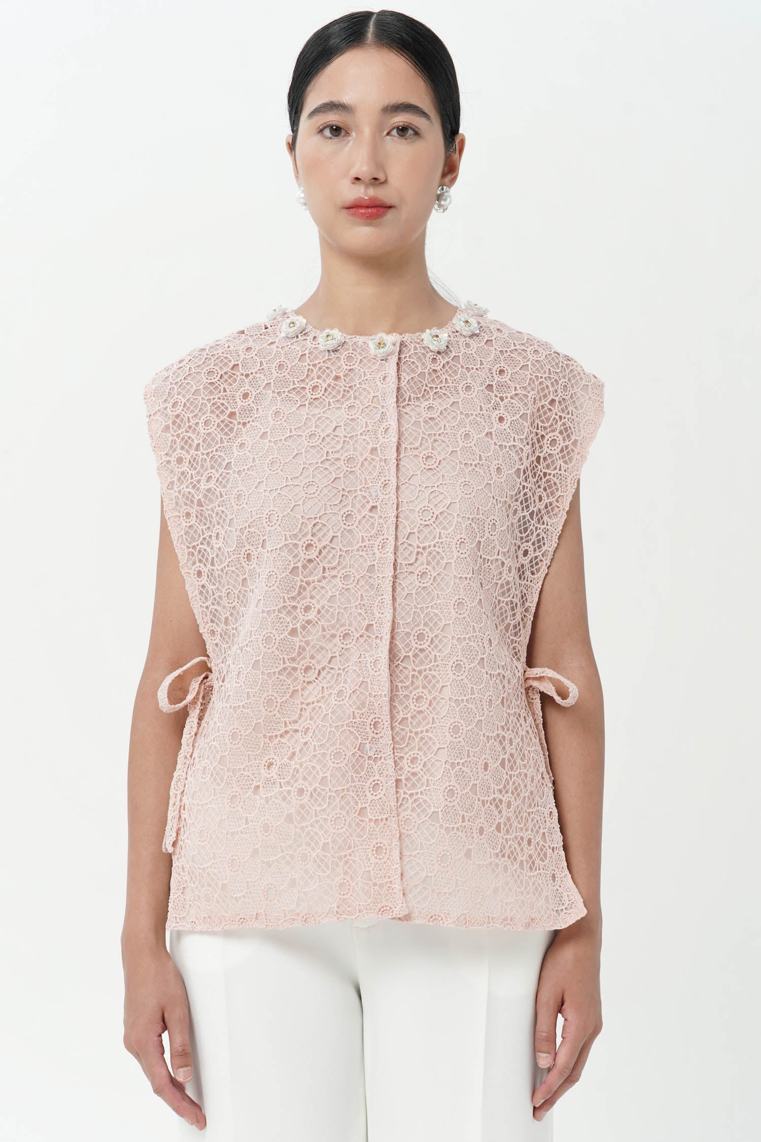 Ayla Brocade Vest In Blush