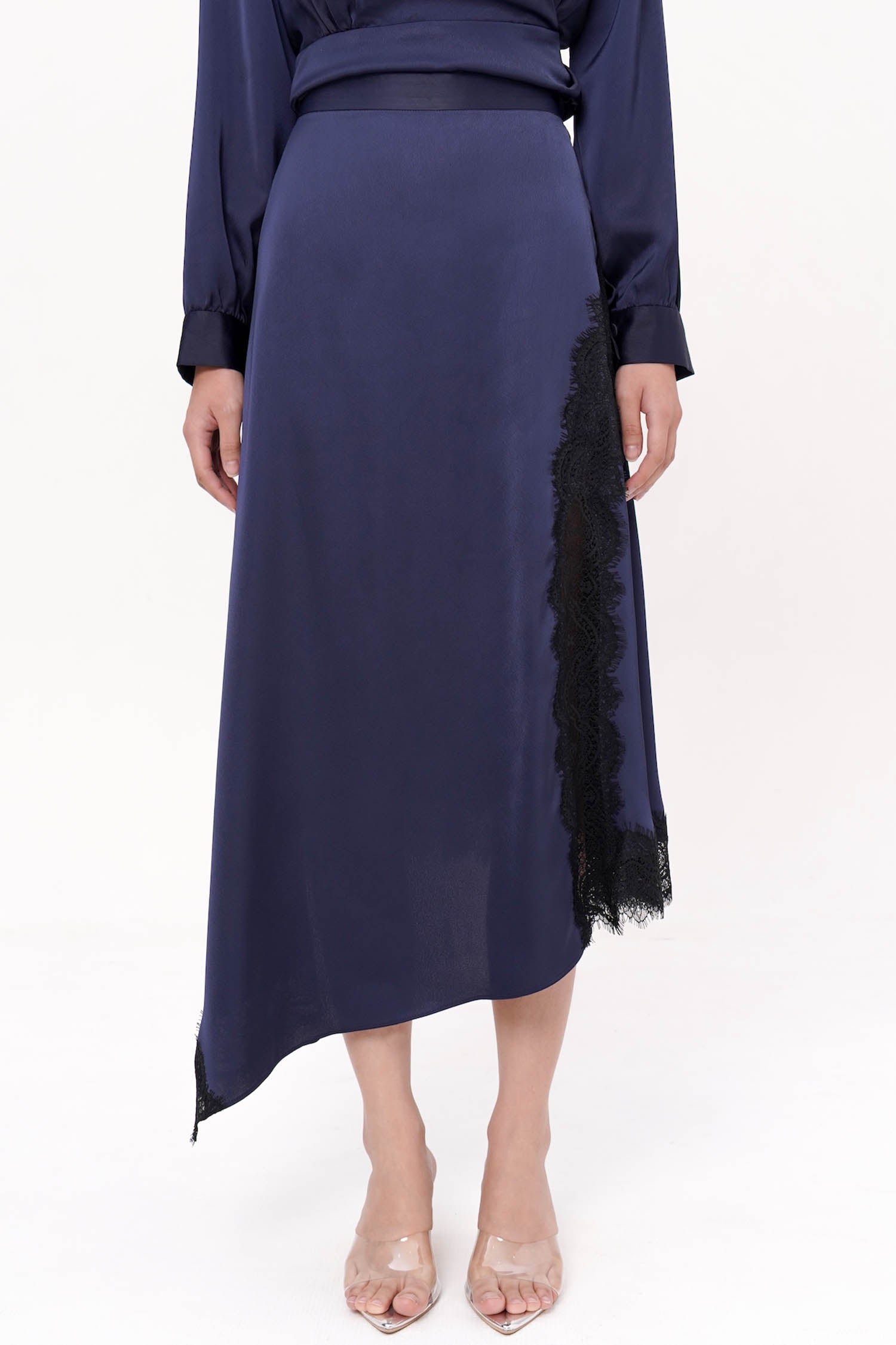 Lenai Maxi Lace Skirt In Navy