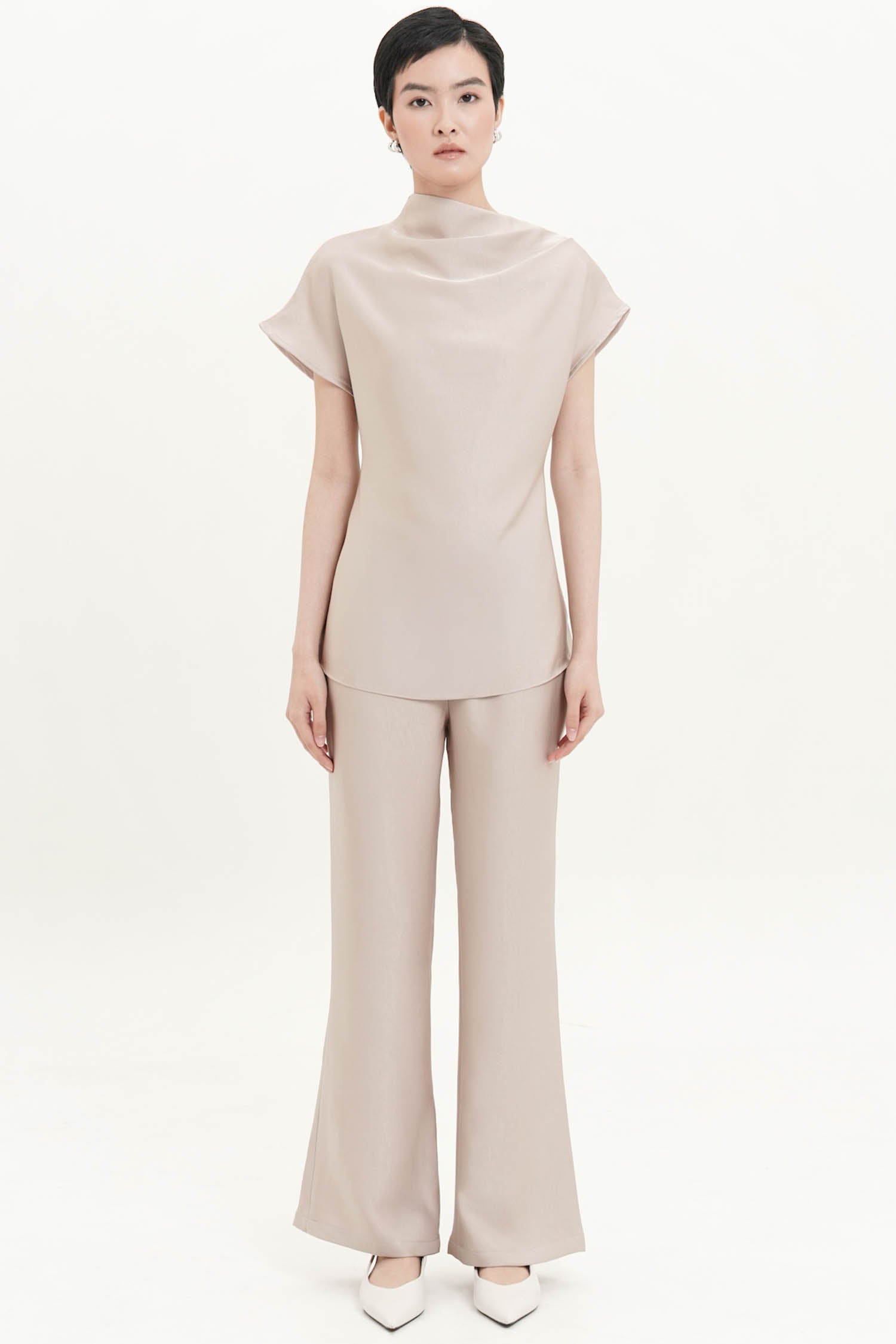 Serena Satin Pants In Etoupe (Last pieces)
