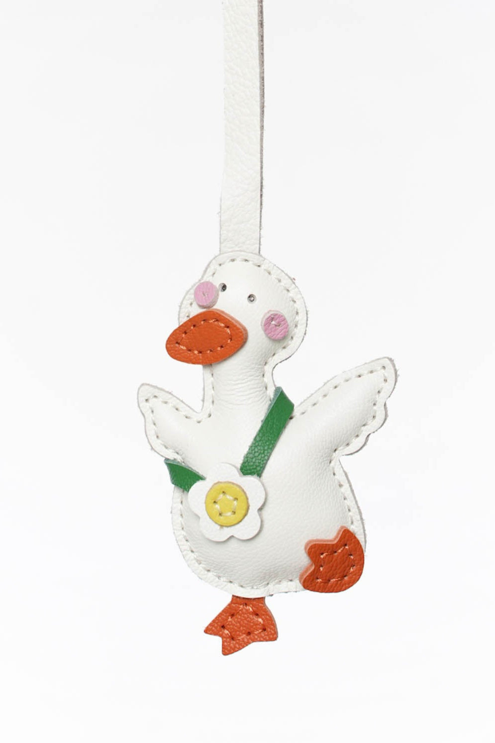 Lucky Dance Duckling Leather Charm In White