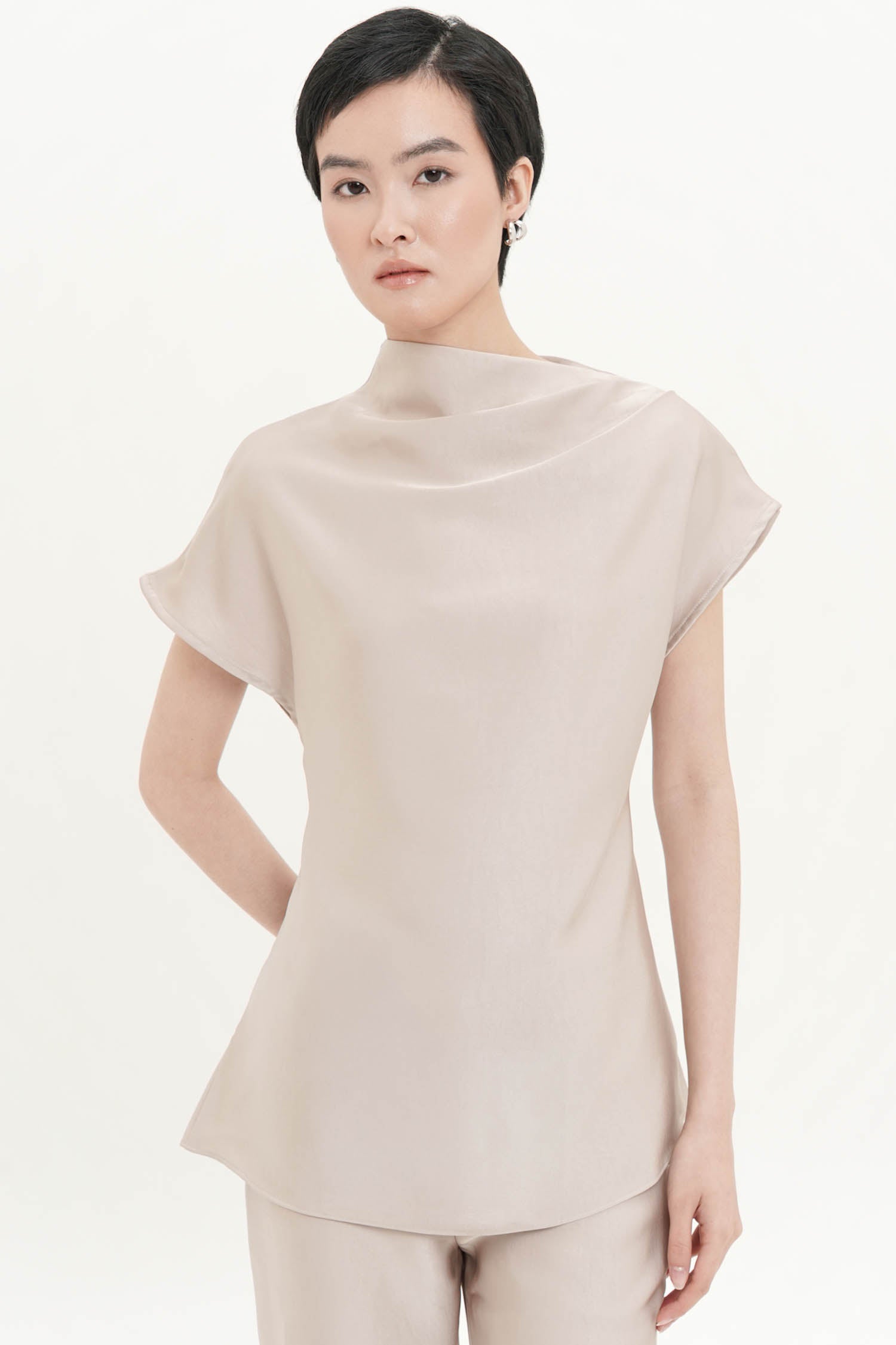 Salomi Drape Blouse In Etoupe