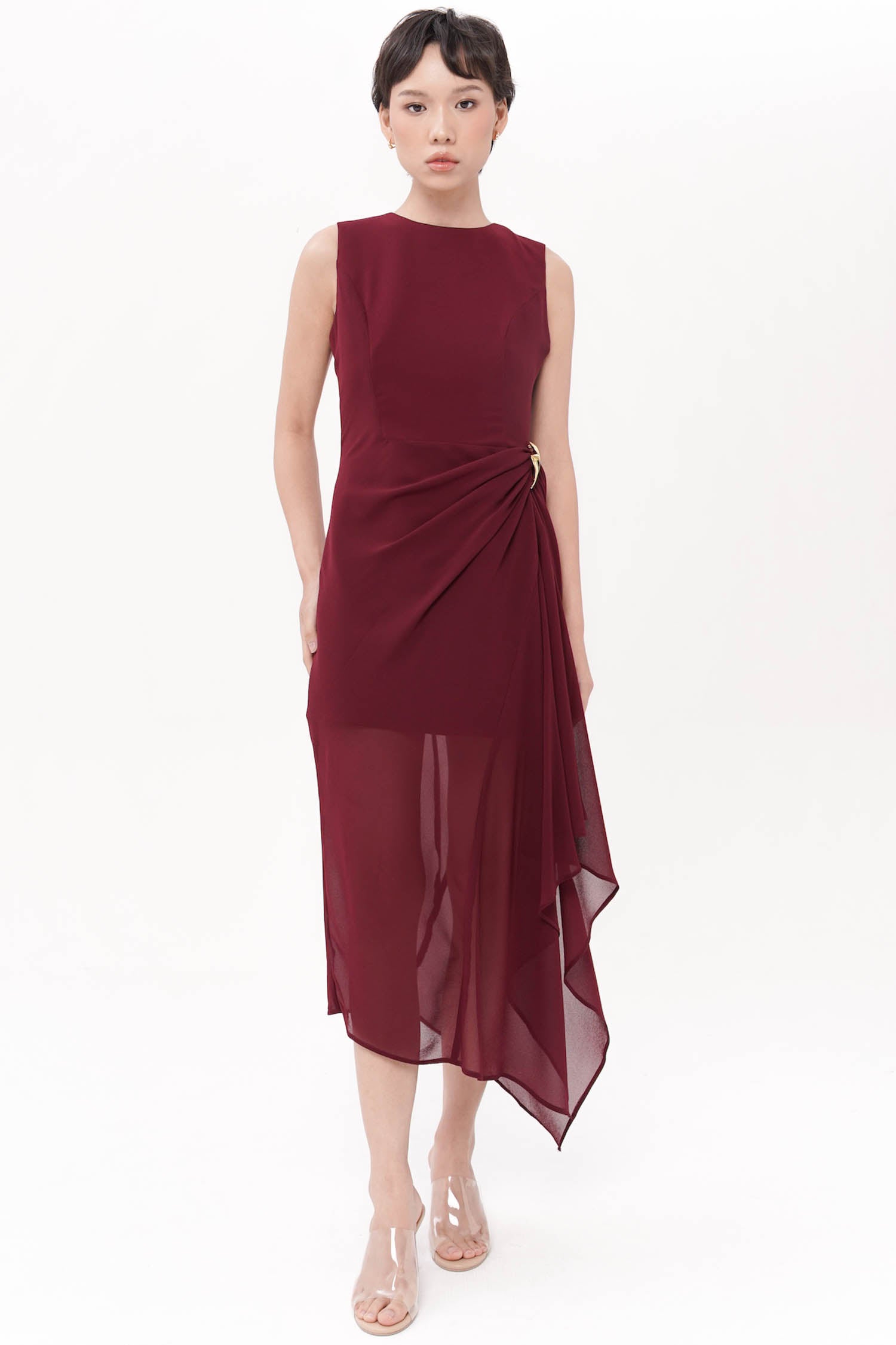 Cayson Midi Dress In Maroon