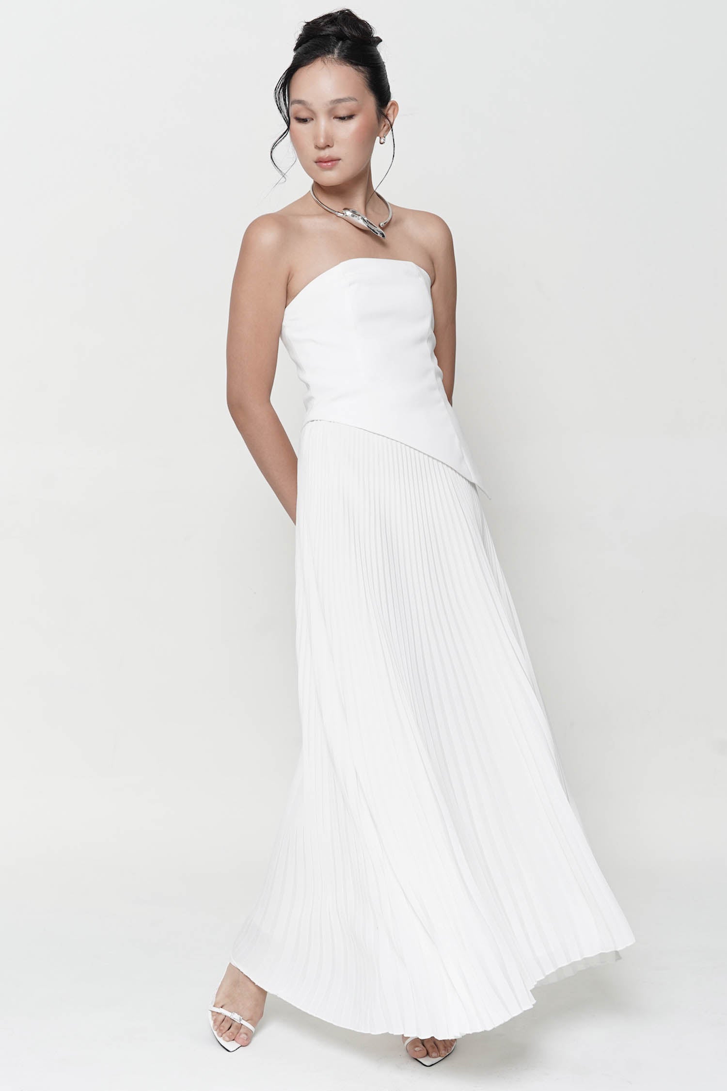 Qane Pleated Maxi Skirt In White