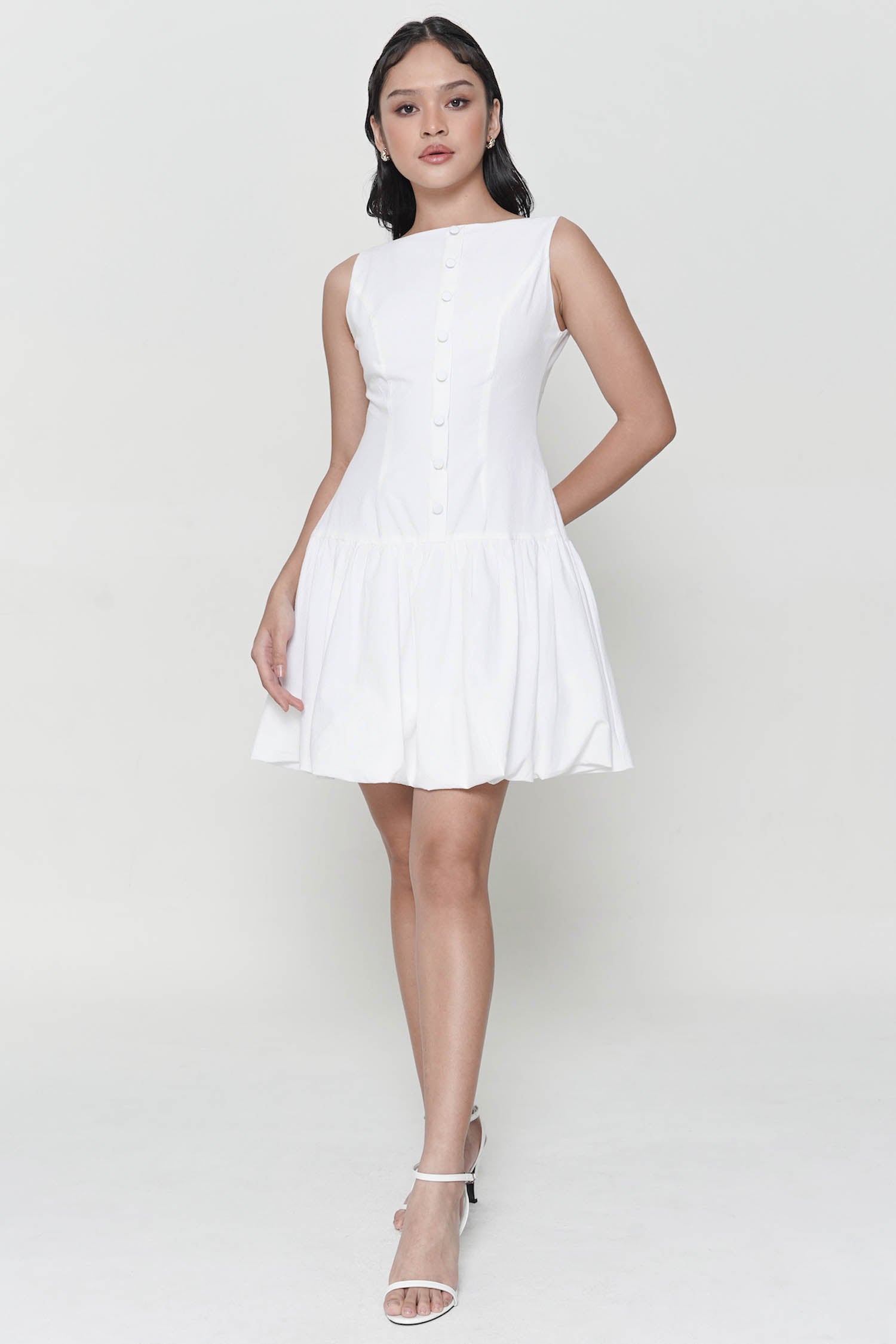 Balin Balloon Mini Dress In White (2 LEFT)