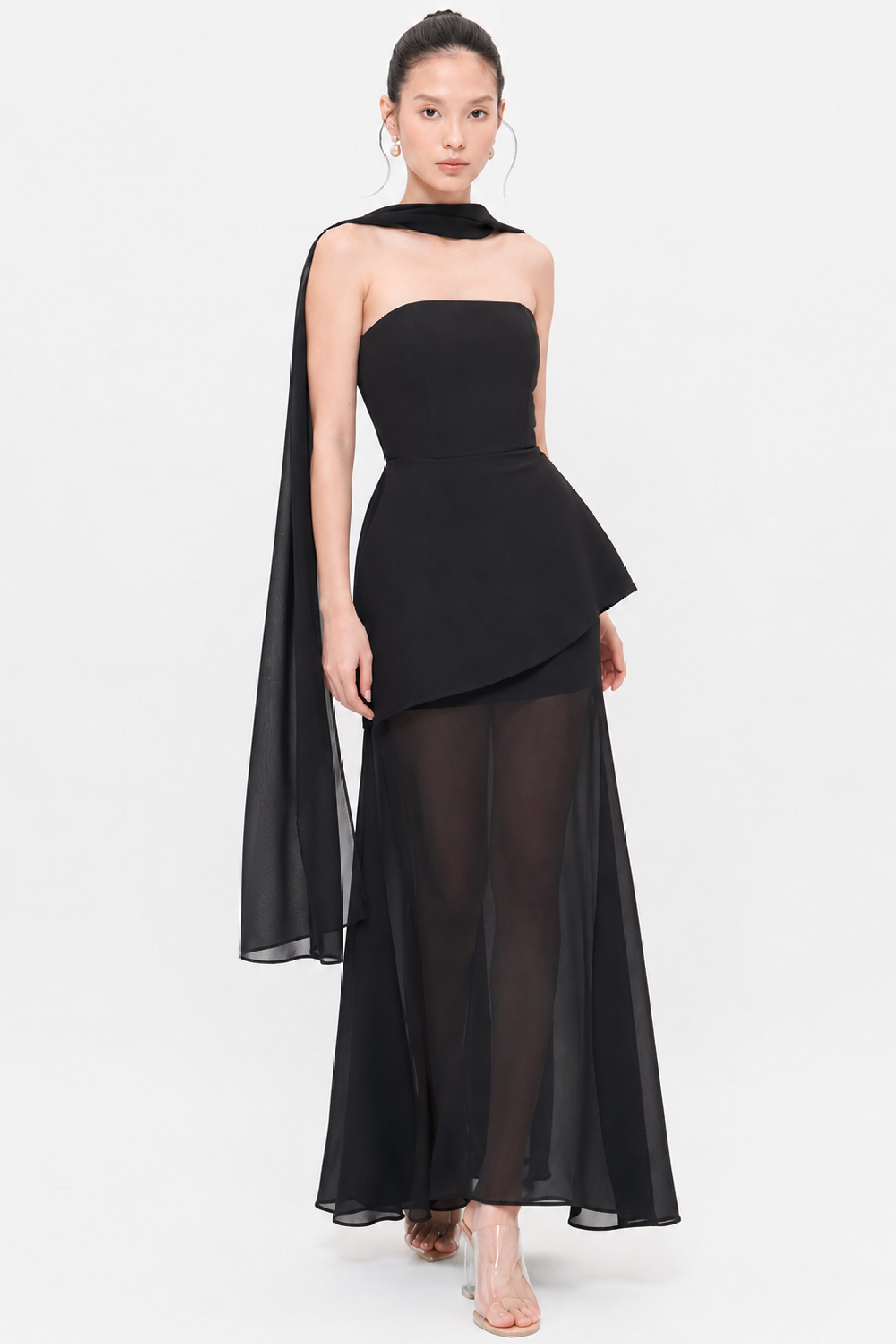 Bea Top and Scarf With Blair Skirt in Black