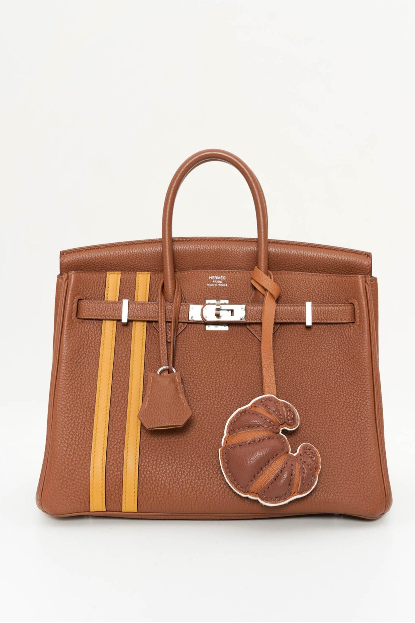 Maison Croissant Leather Charm In Brown