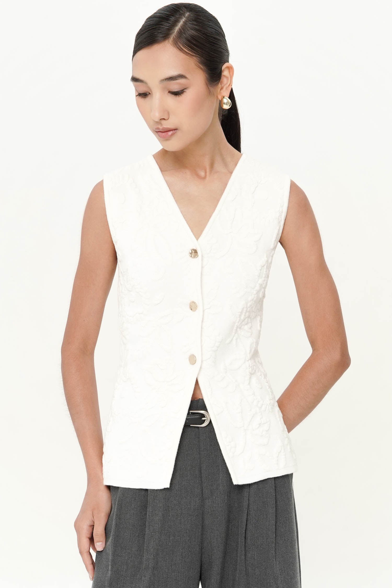 Oahu Vest Top In Broken White