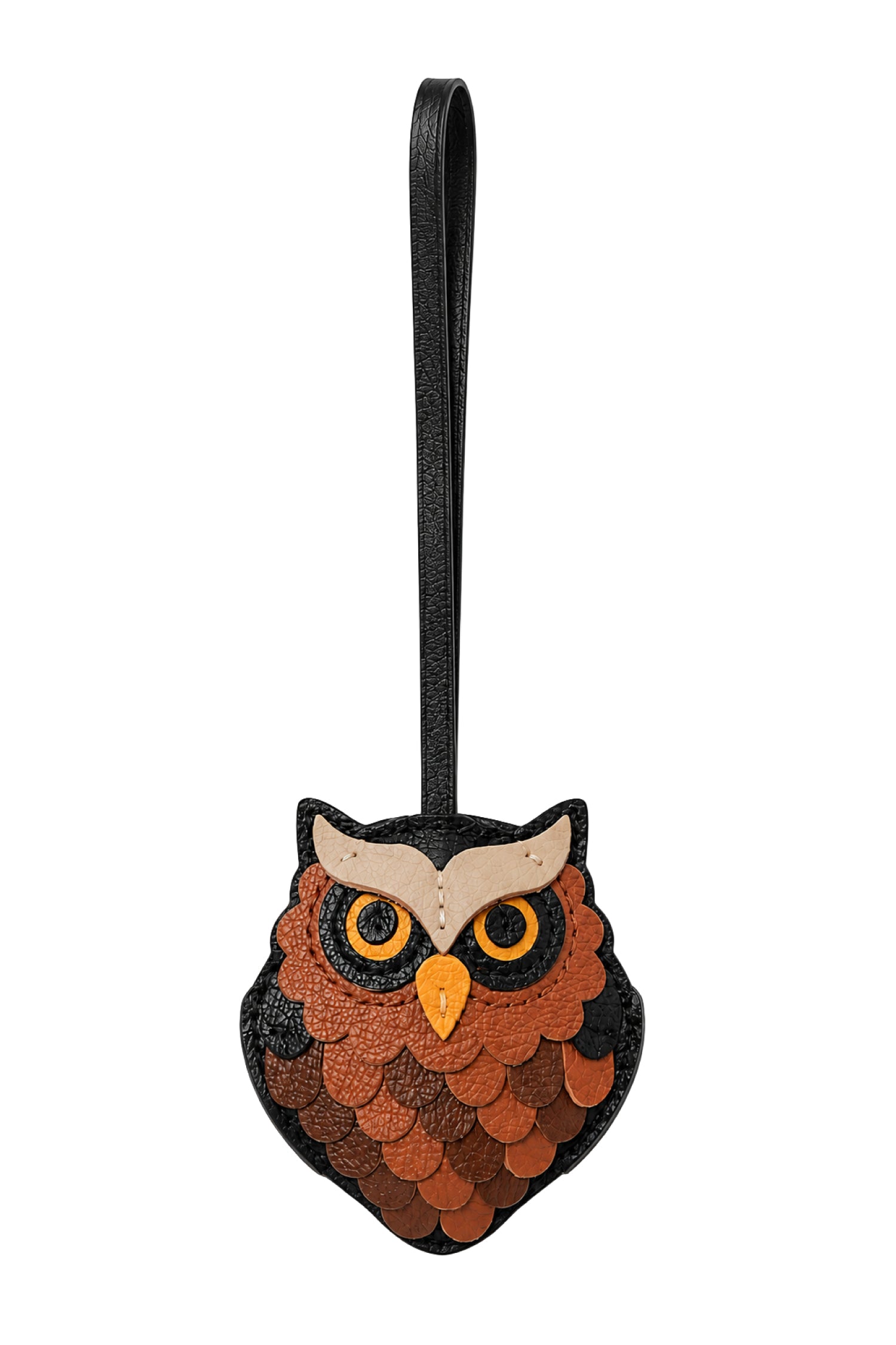 Night Hoot Owl Leather Charm In Brown