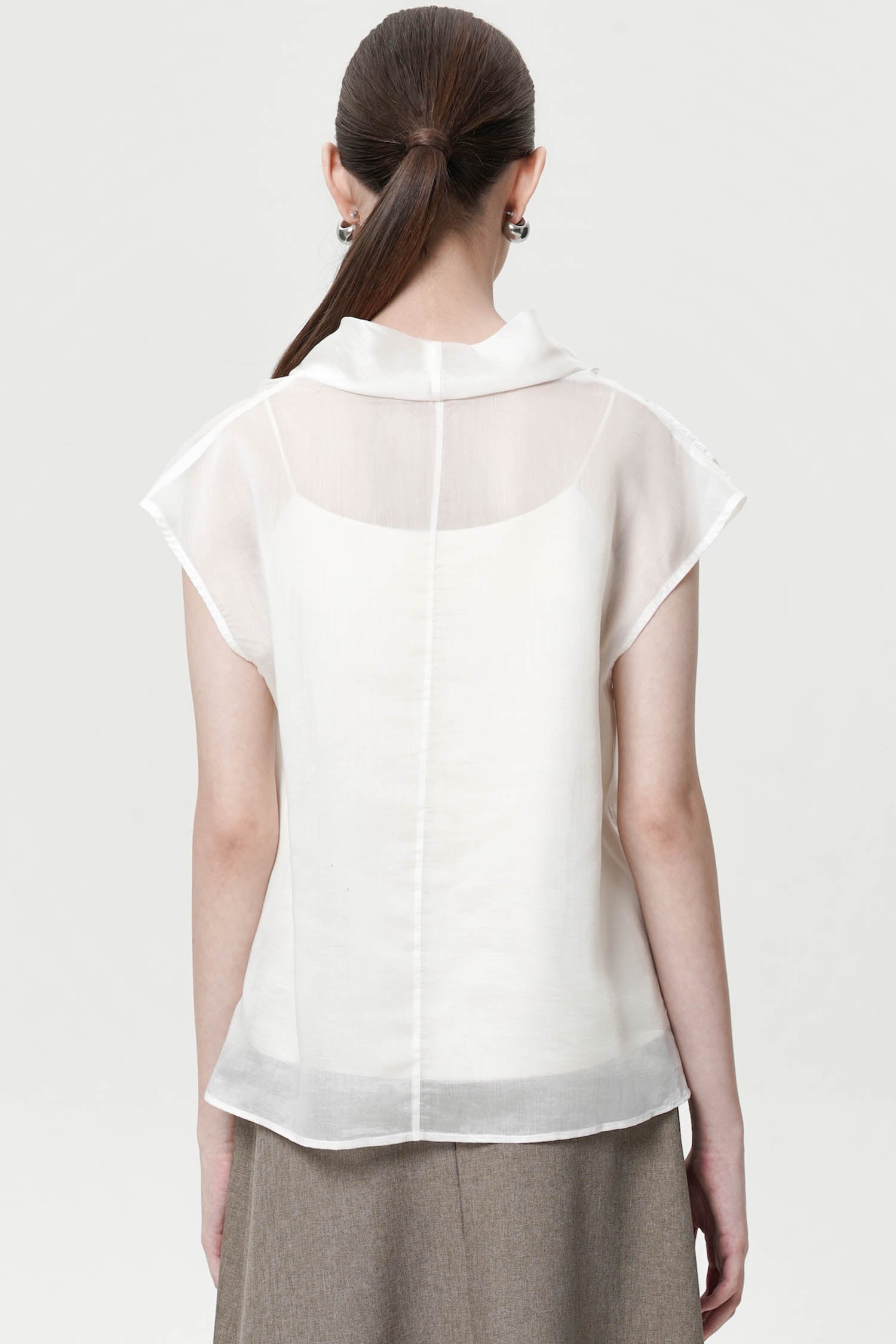Elyra Sheer Blouse In Porcelain