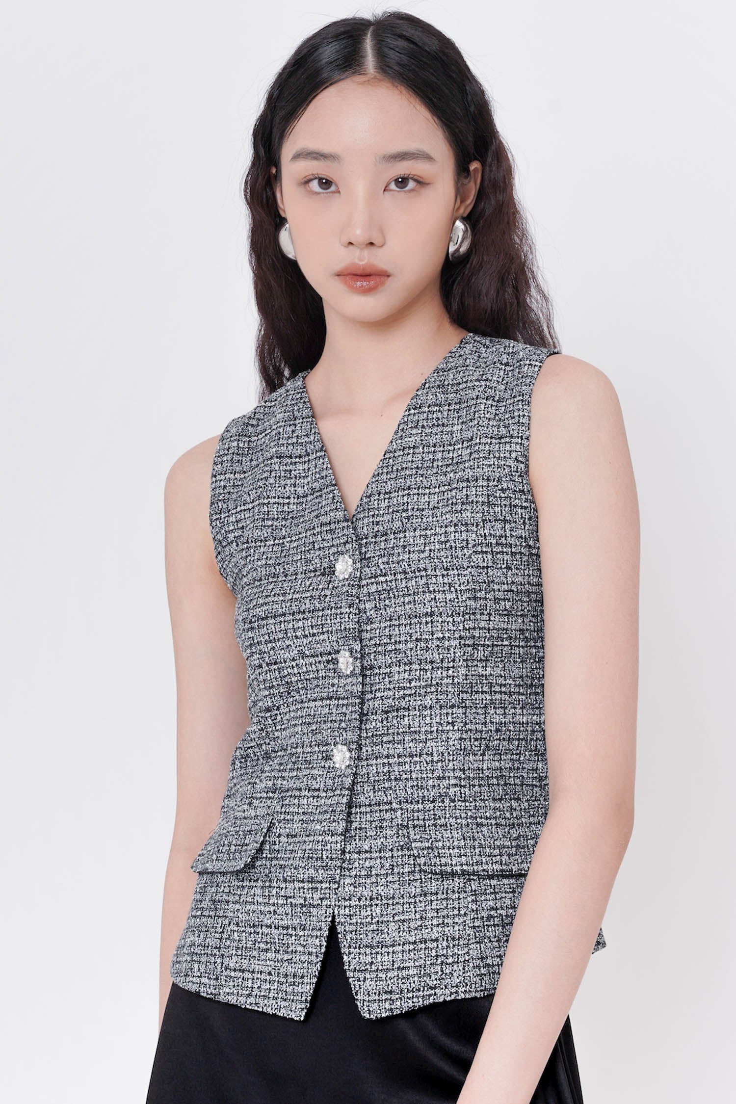 Kringle Tweed Vest In Black