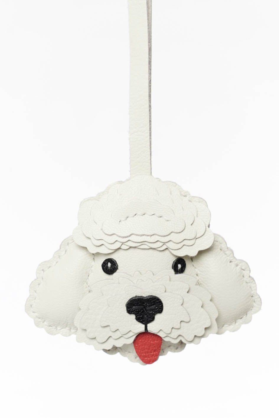 Le Fleur Poodle Leather Bag Charm In White