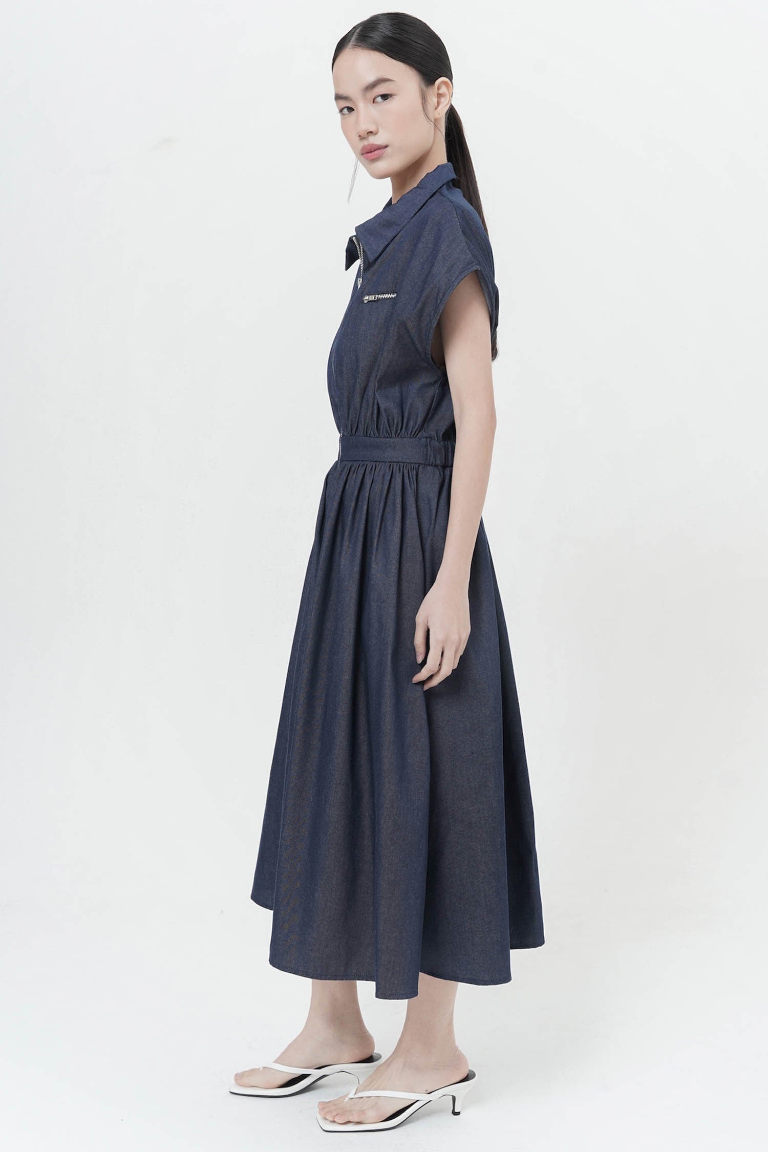 Alvie Midi Dress in Denim