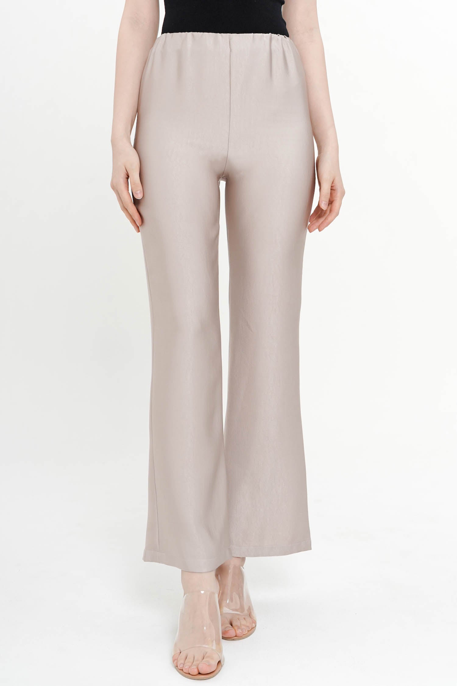 Serena Satin Pants In Etoupe