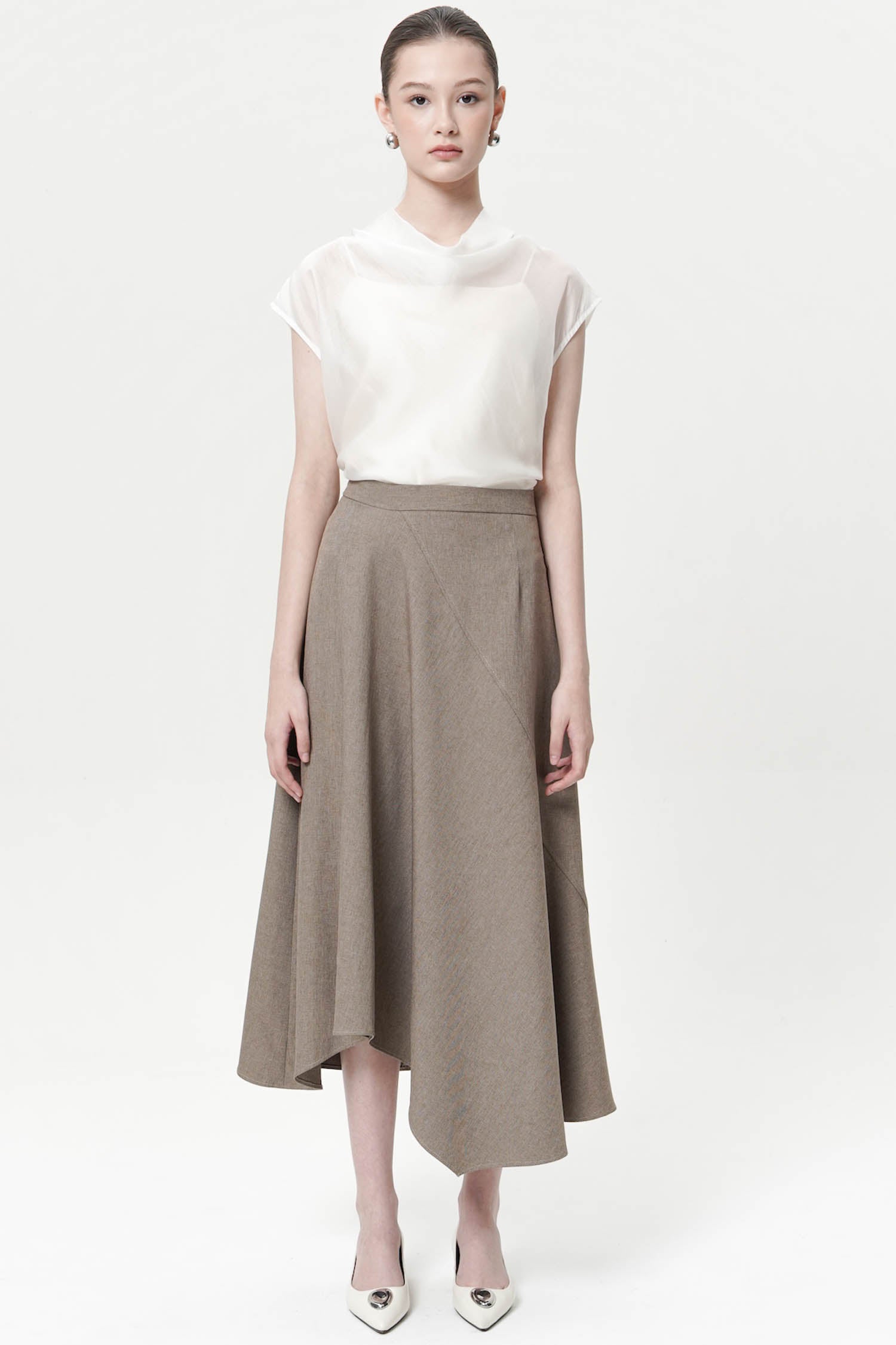 Blaine Asymmetrical Skirt In Ash Brown