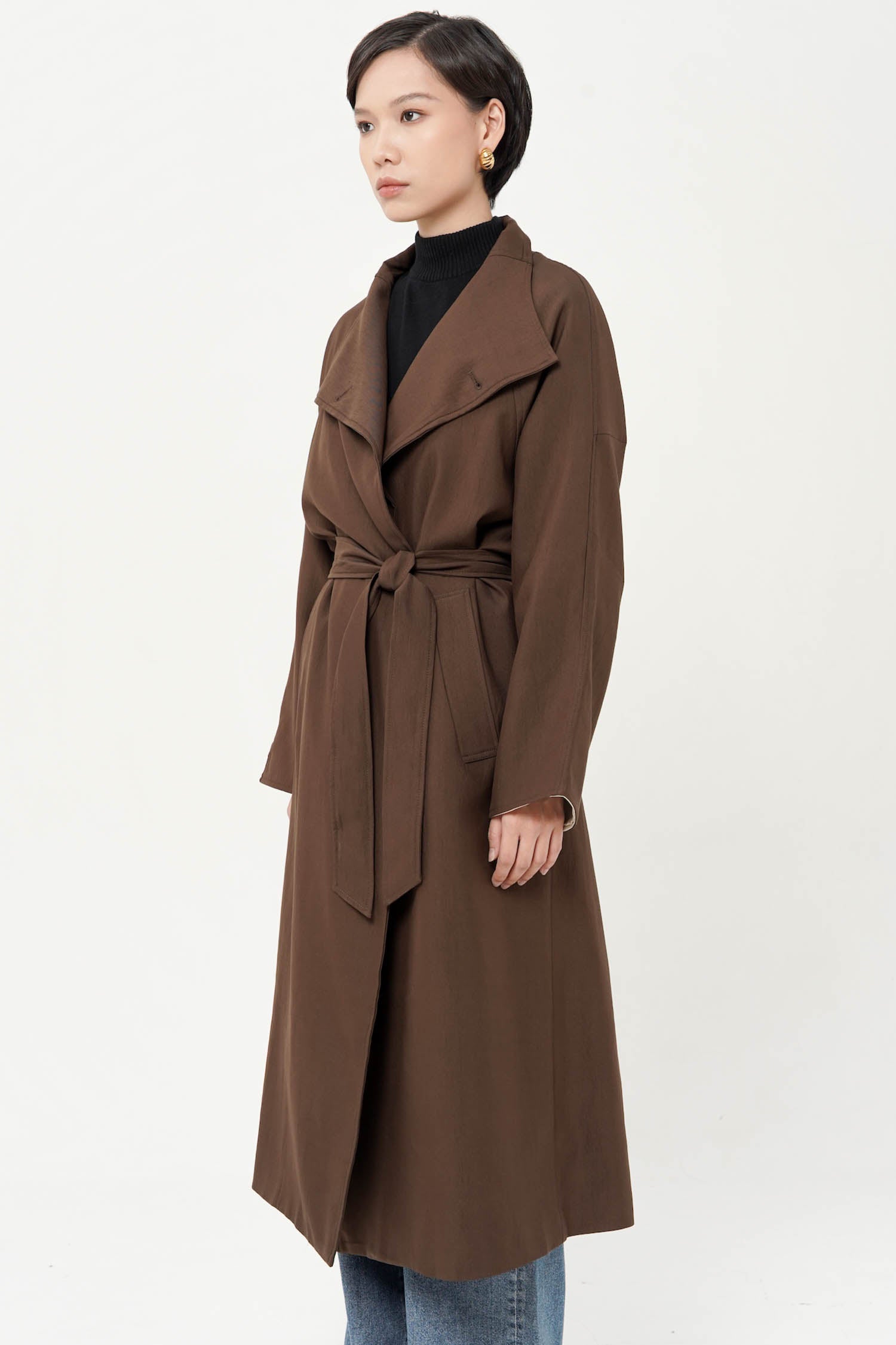 Cassia Classic Belted Trench In Brown