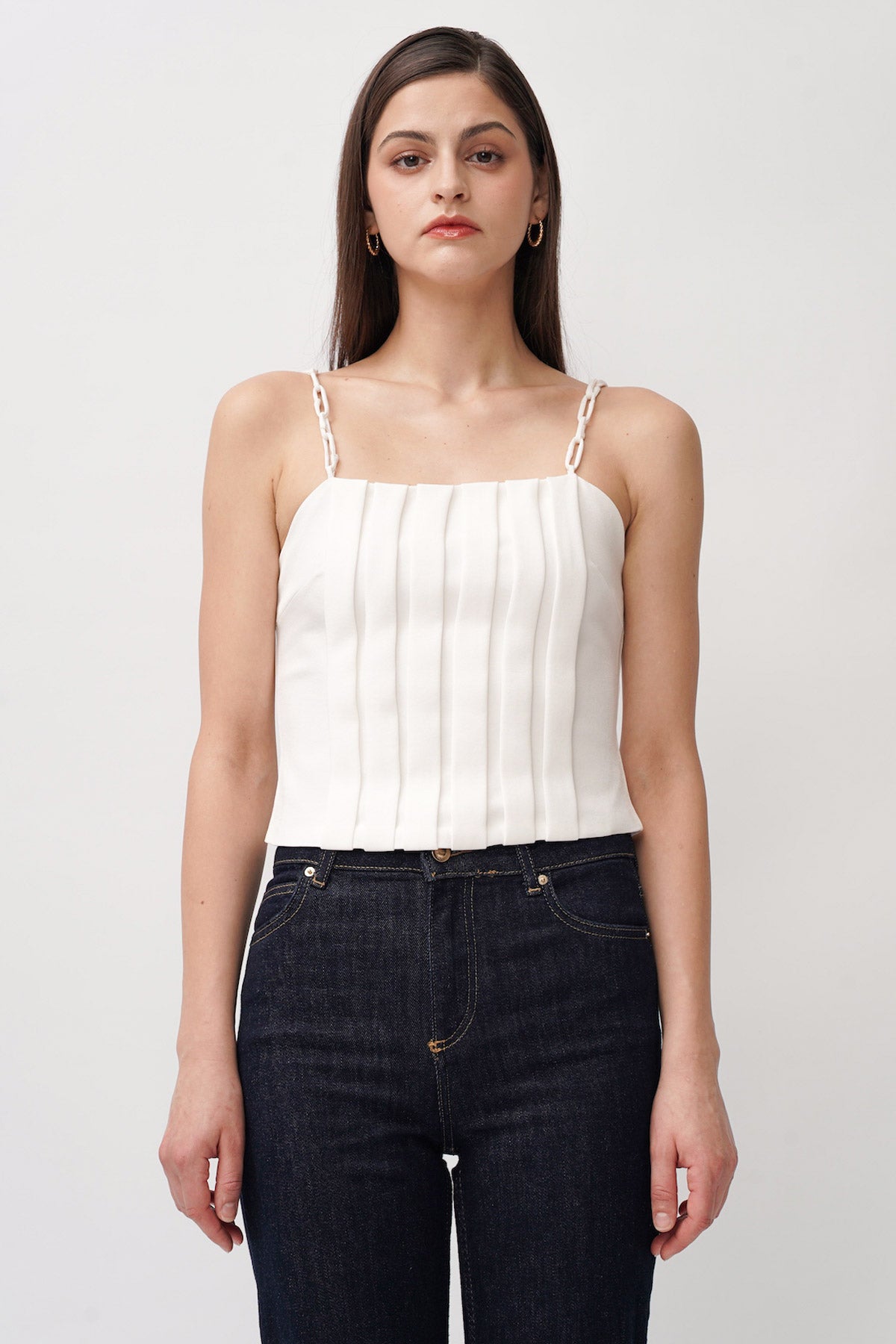 Pina Pleated Top In Broken White (2 LEFT)