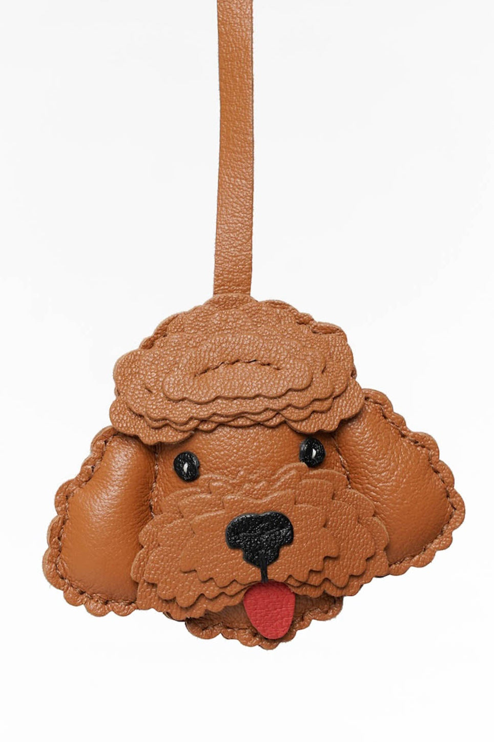 Le Fleur Poodle Leather Bag Charm In Brown