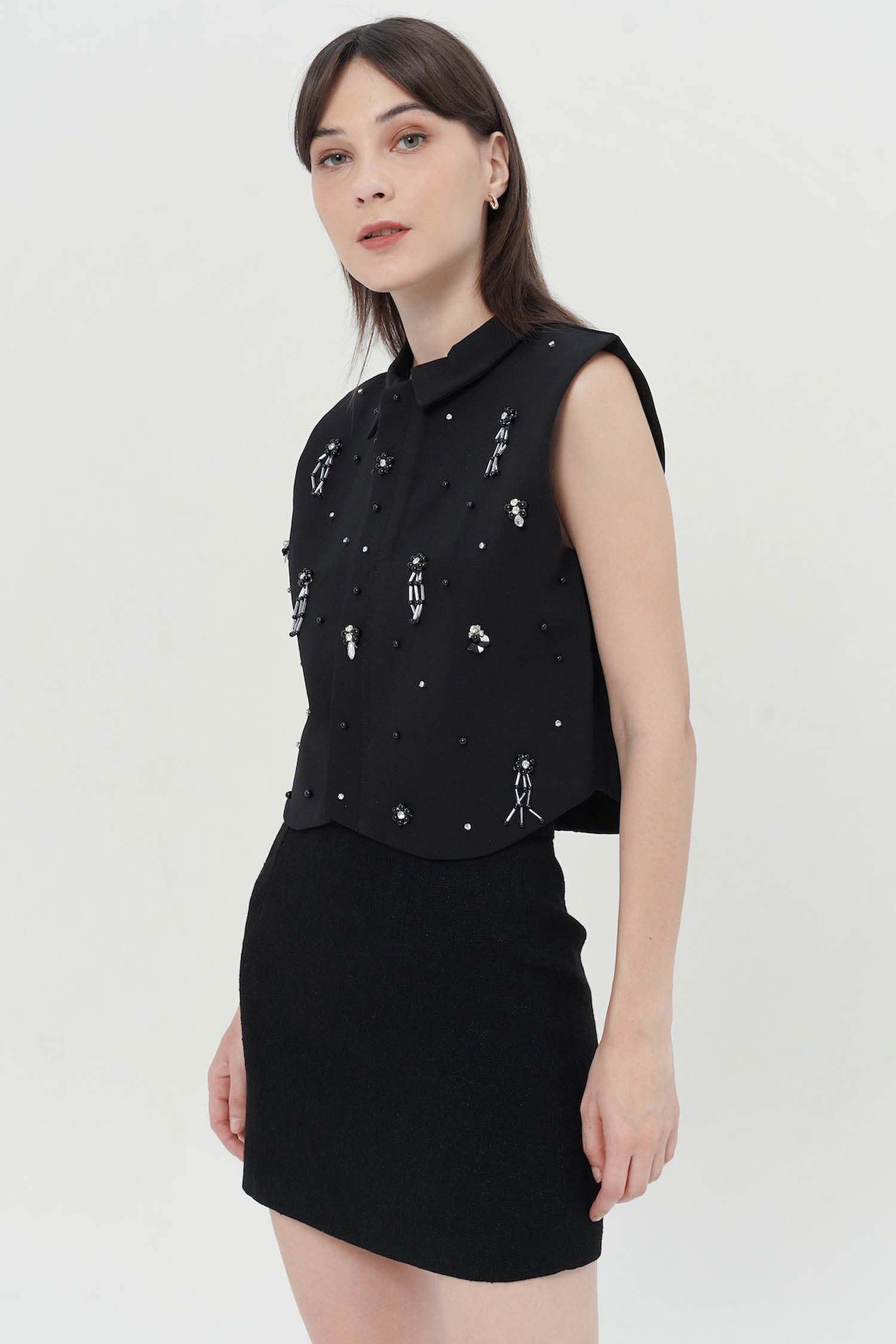 Lux Embellished Top In Black