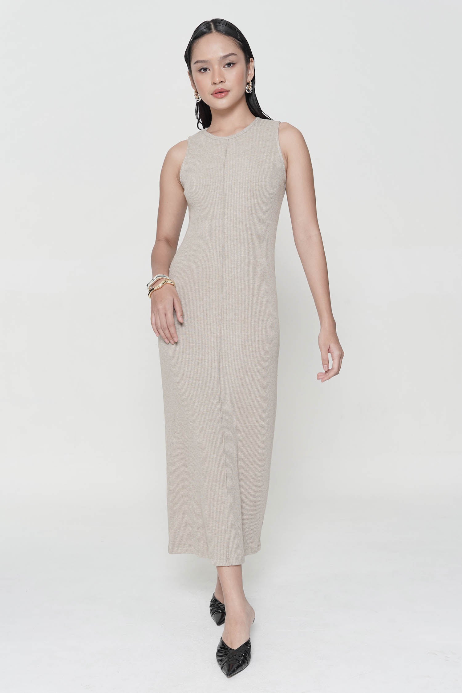 Noura Midi Dress In Khaki (3 LEFT)