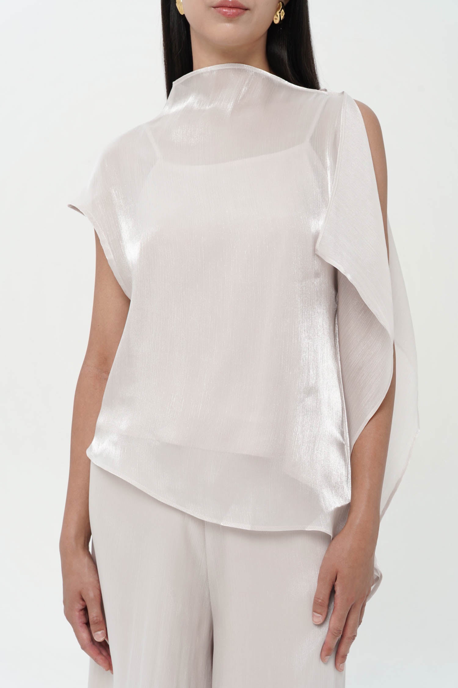 Jire Translucent Two-piece Top In Nude