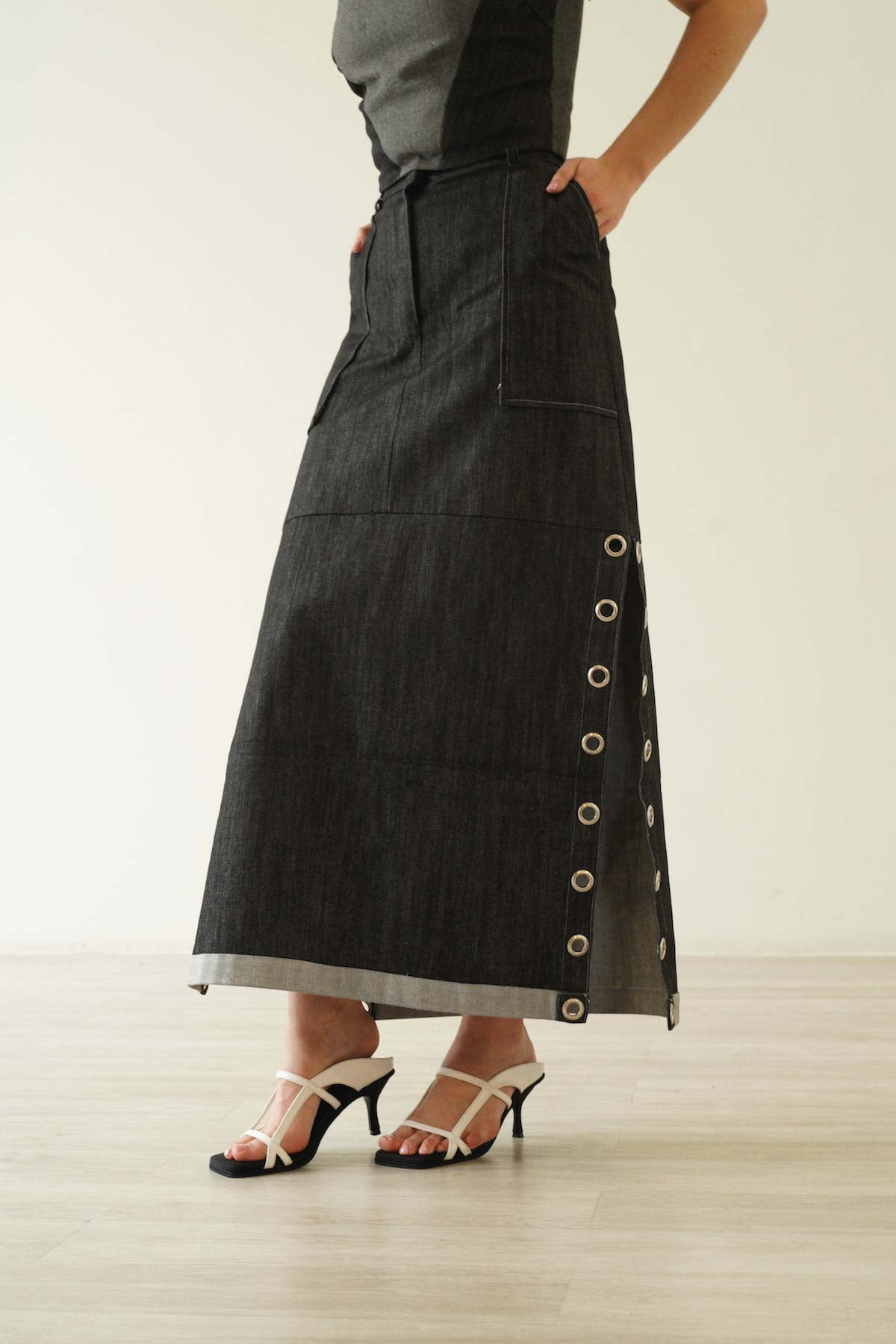 Alt Skirt In Black Denim (Left 3S,3M,1L)