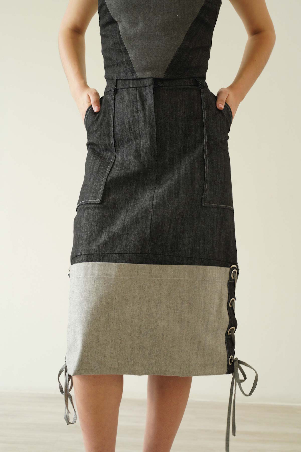 Alt Skirt In Black Denim (Left 3S,3M,1L)