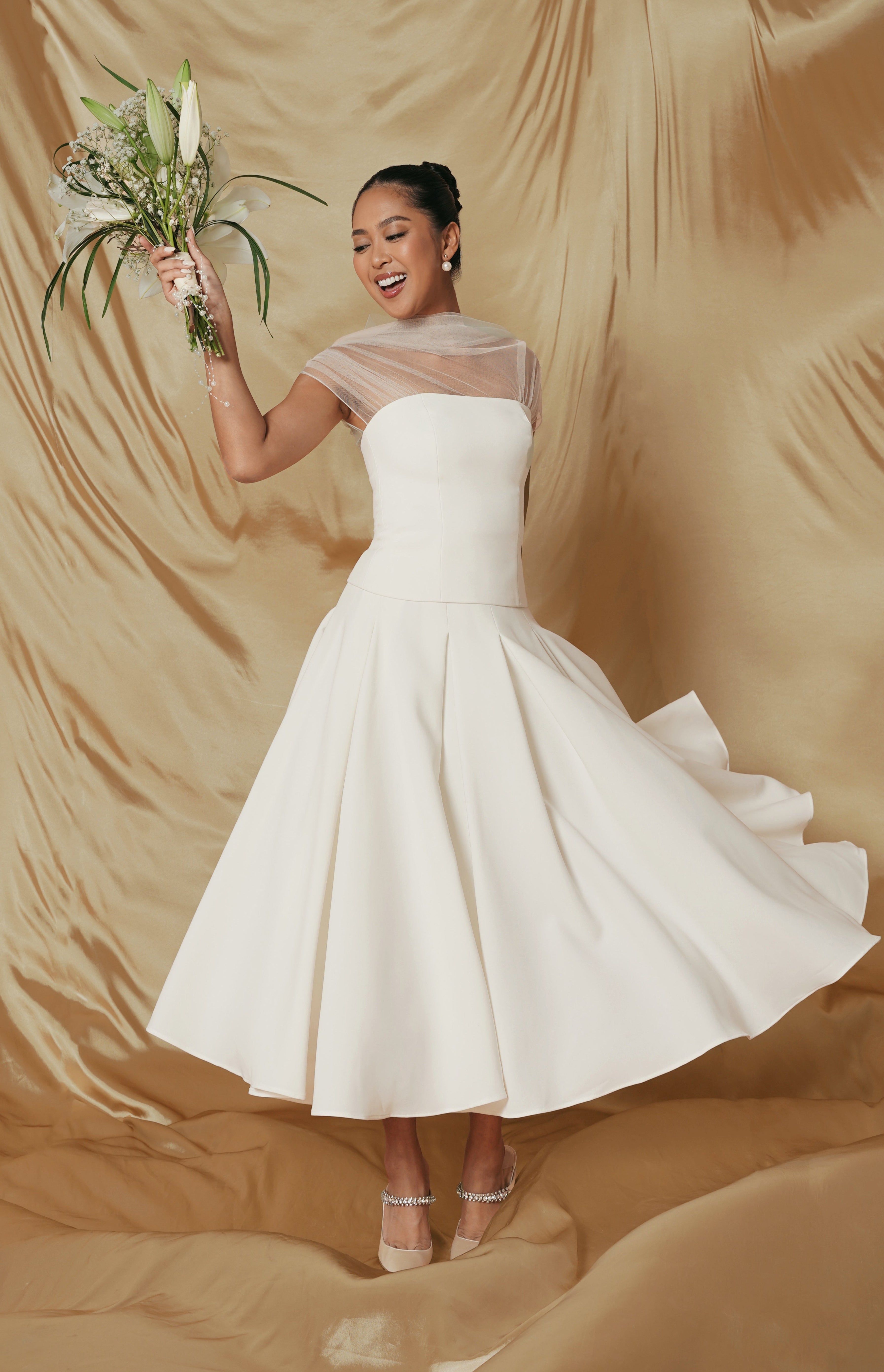 Kenly Midi Skirt In Broken White