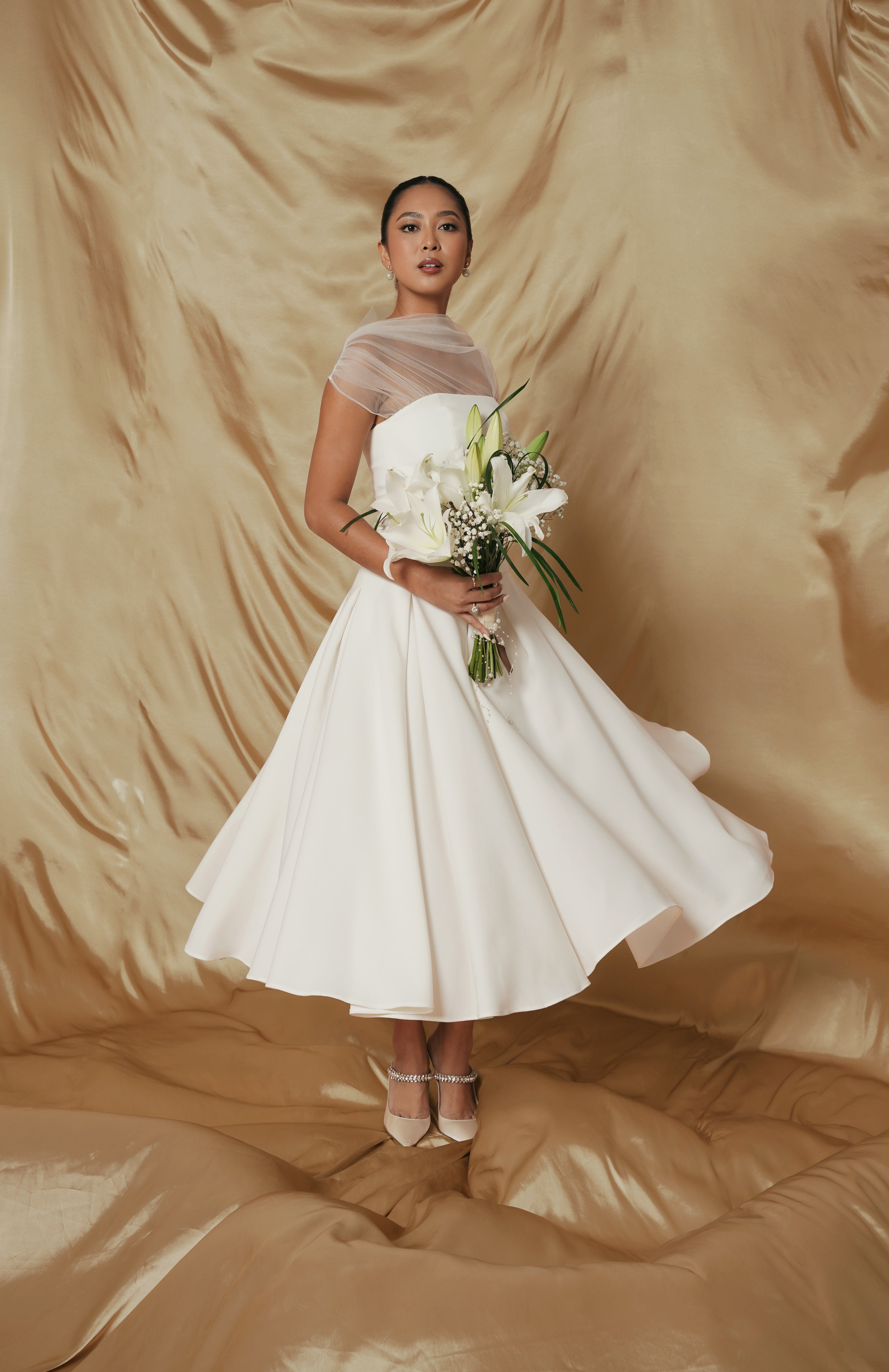 Amelle Mix Tulle Top In Broken White